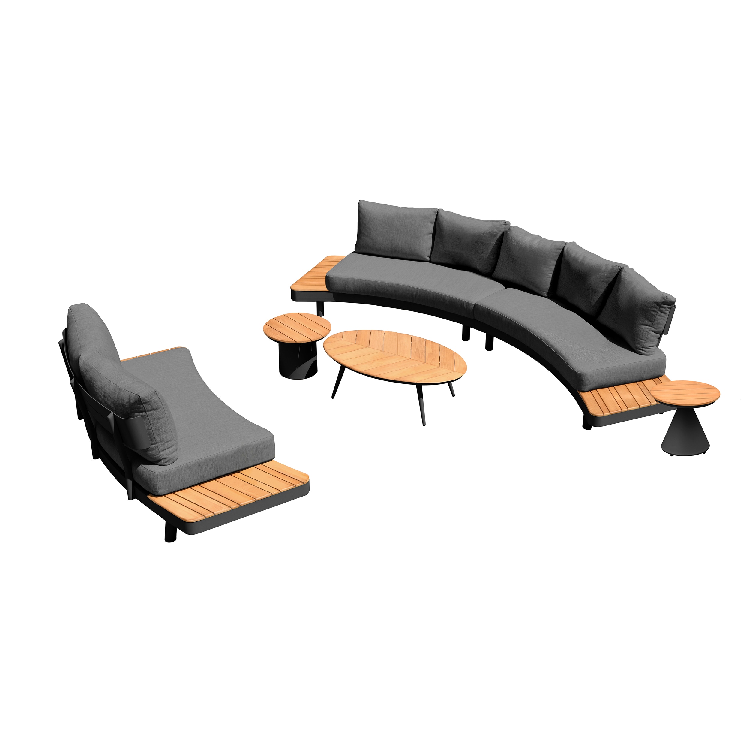 Deko Living COP30113 5 -Piece Patio Sofa Conversation Set with Gray Cushions