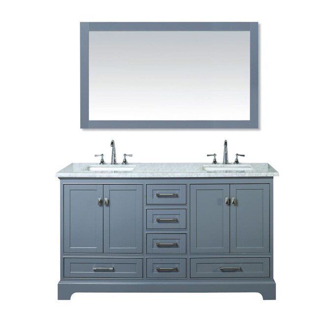Double Sink Bathroom Vanity, Stufurhome Newport White 60 Inch Double Sink Bathroom Vanity With Mirror