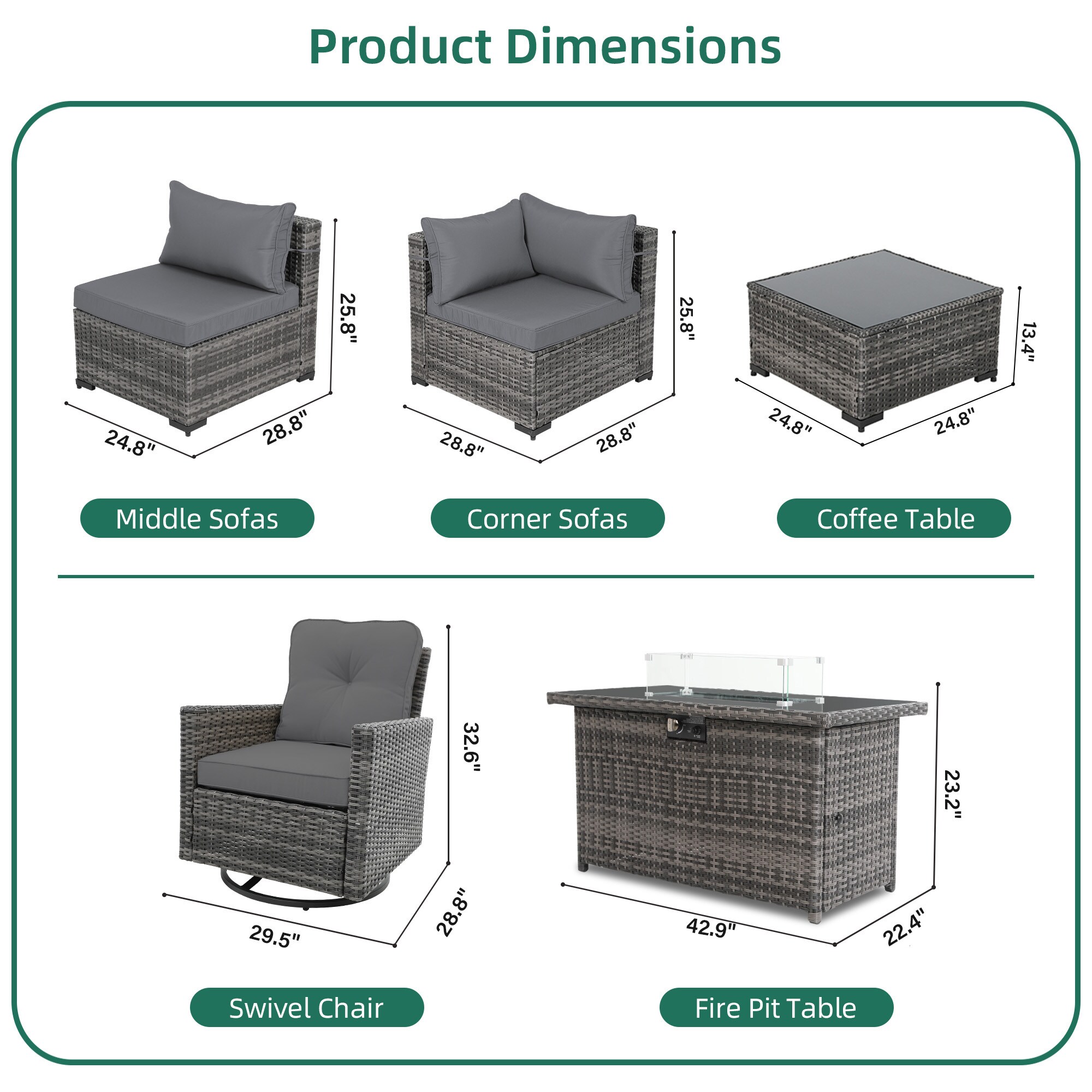 UPHA TBDK-ABC43Y11-DGAY Patio-Conversation-Sets - View #3