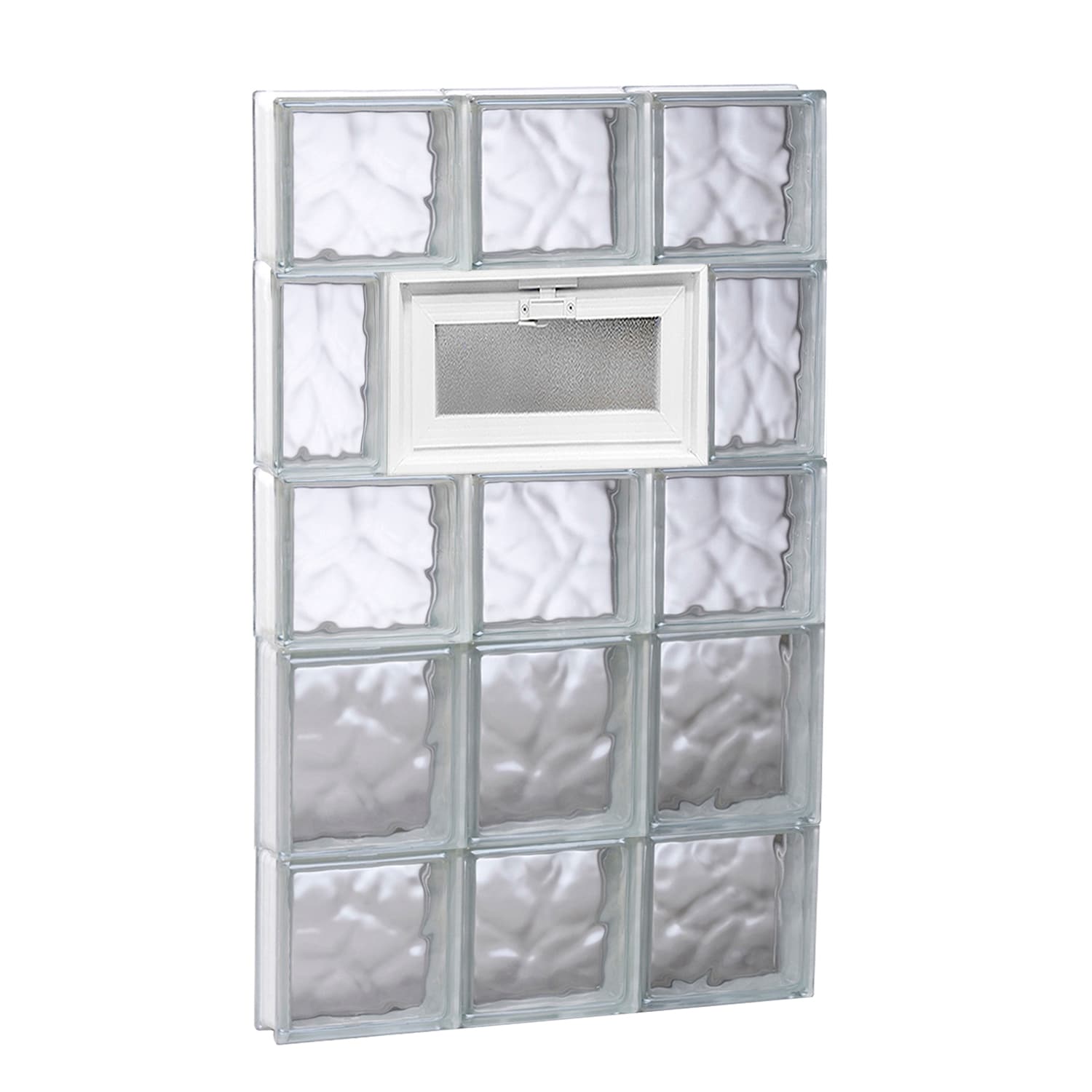 REDI2SET V1834DC Wavy Glass 17-1/4-in x 32-3/4-in Frameless Replacement Vented Glass Block Window