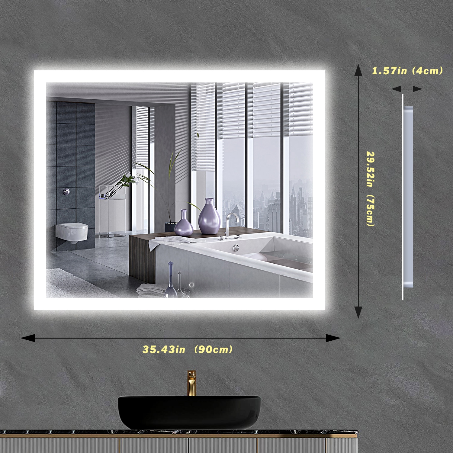 HomLux 1MA033630TD-OL Framed-Bath-Mirrors - View #4