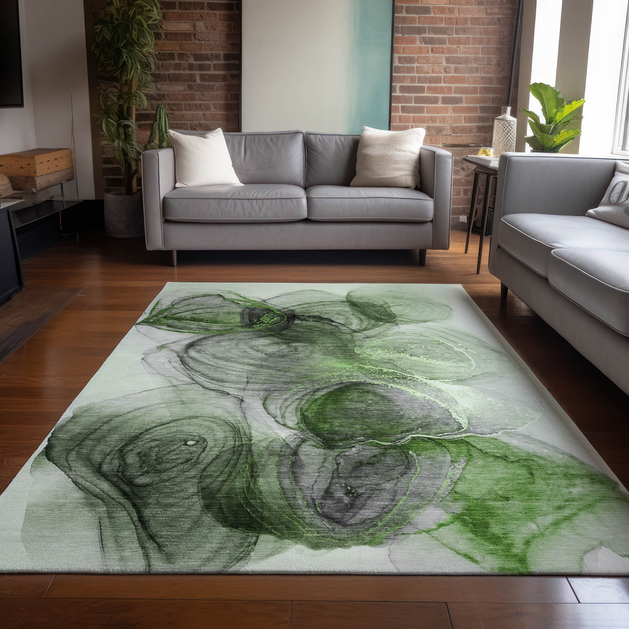 Addison Rugs ACN513OL5X8 Chantille ACN513OL 5 x 7 (ft) Polyester Olive Rectangular Indoor/Outdoor Abstract Machine washable Area rug