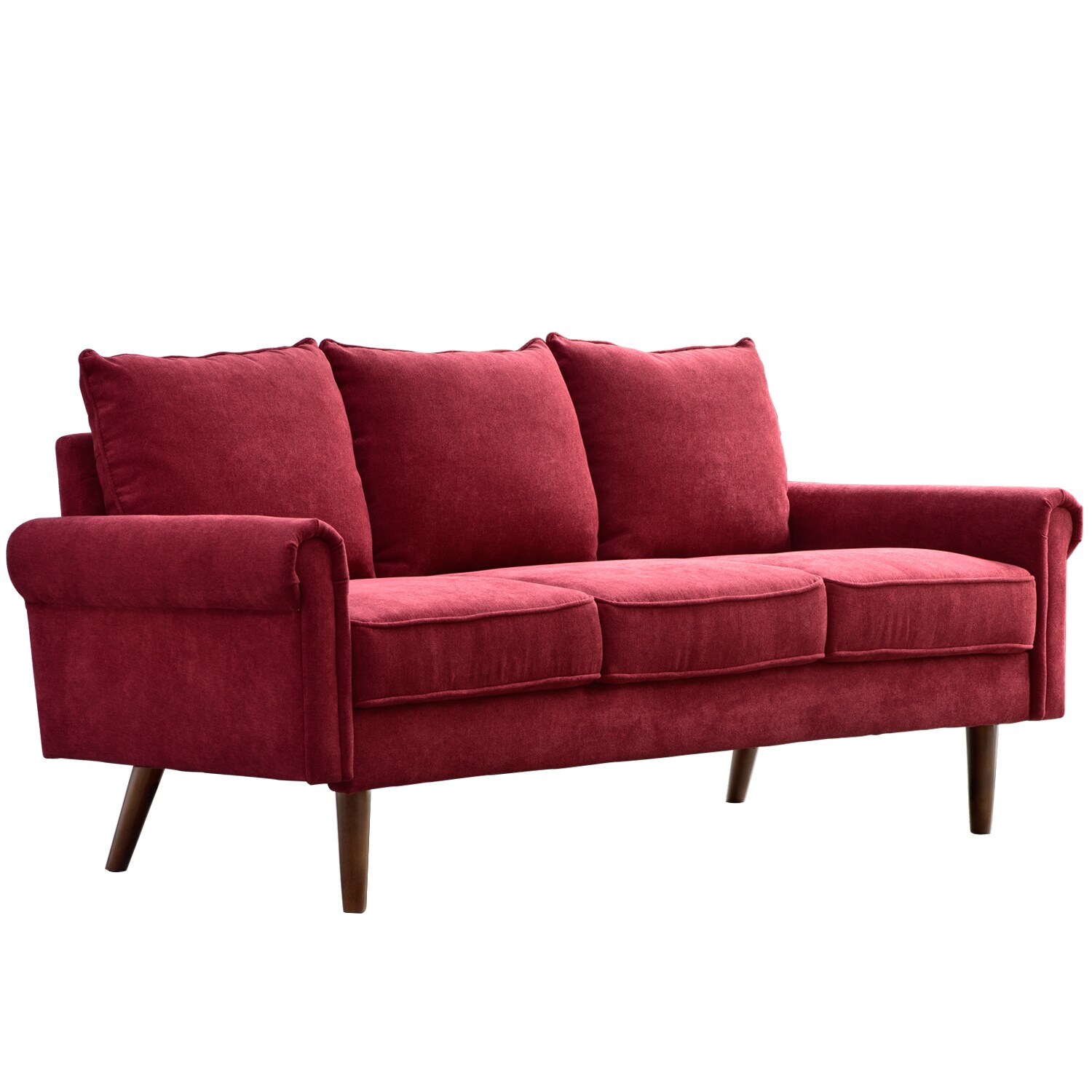 Red Velvet Sofa In The Couches