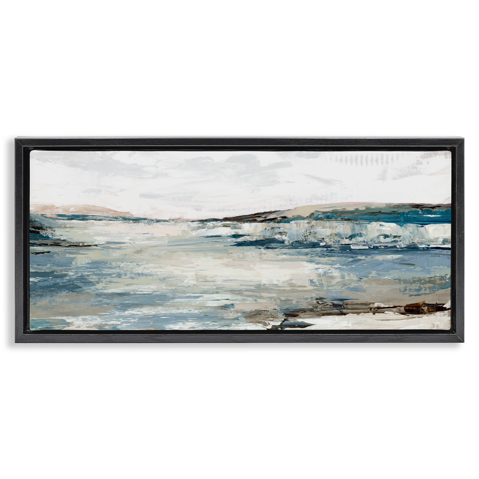 Stupell Industries BW-924-FFB-10X24 Echoes Of Earth Abstract Black Floating Frame Canvas Art 25 x 11