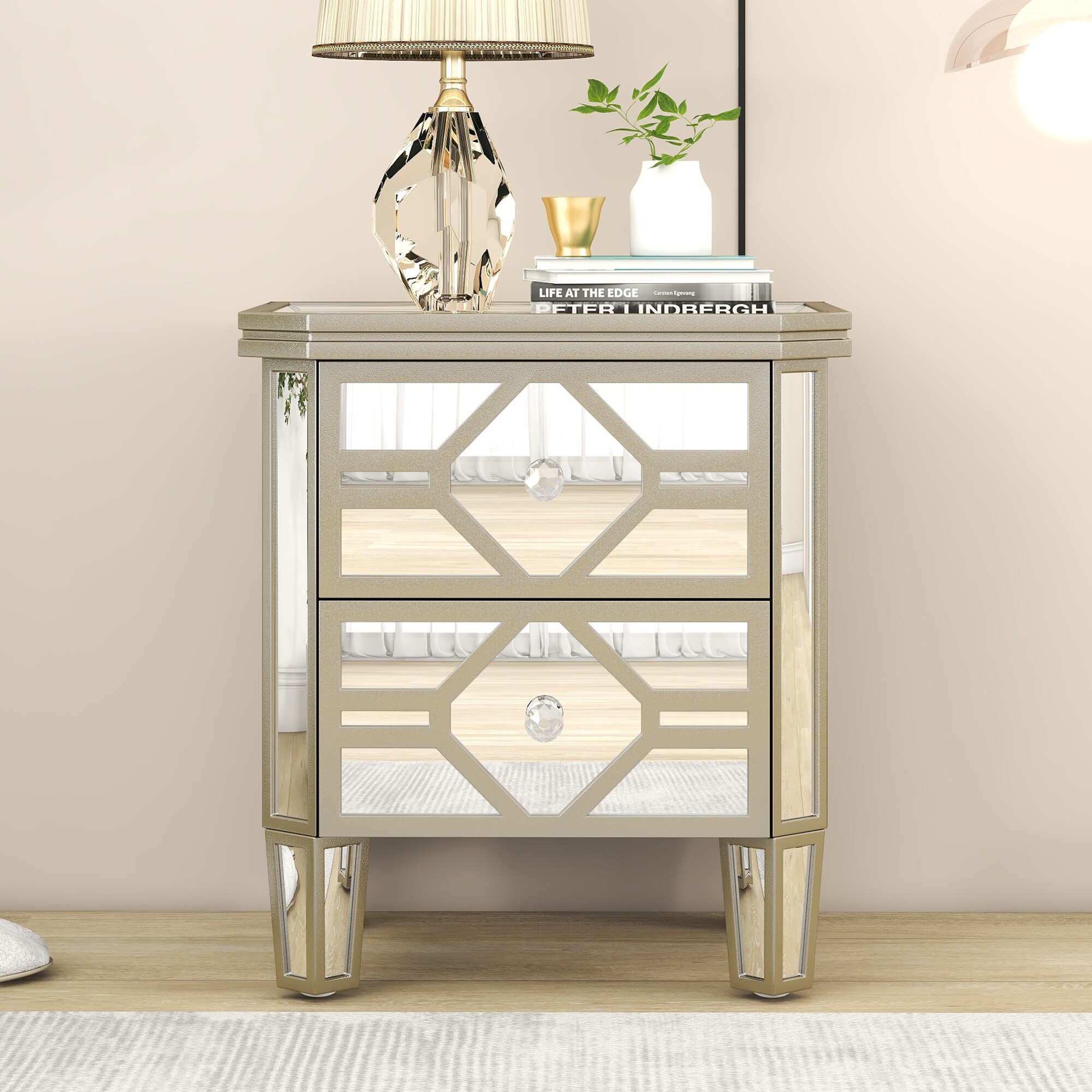 JIMSMAISON JMBBNS06SV Silver Nightstand