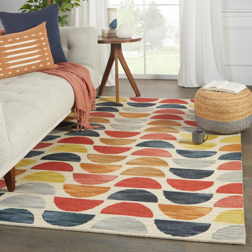 2.5 x 4 feet Scatter Rug Contemporary Style Abstract Geometric Multicolor  Design