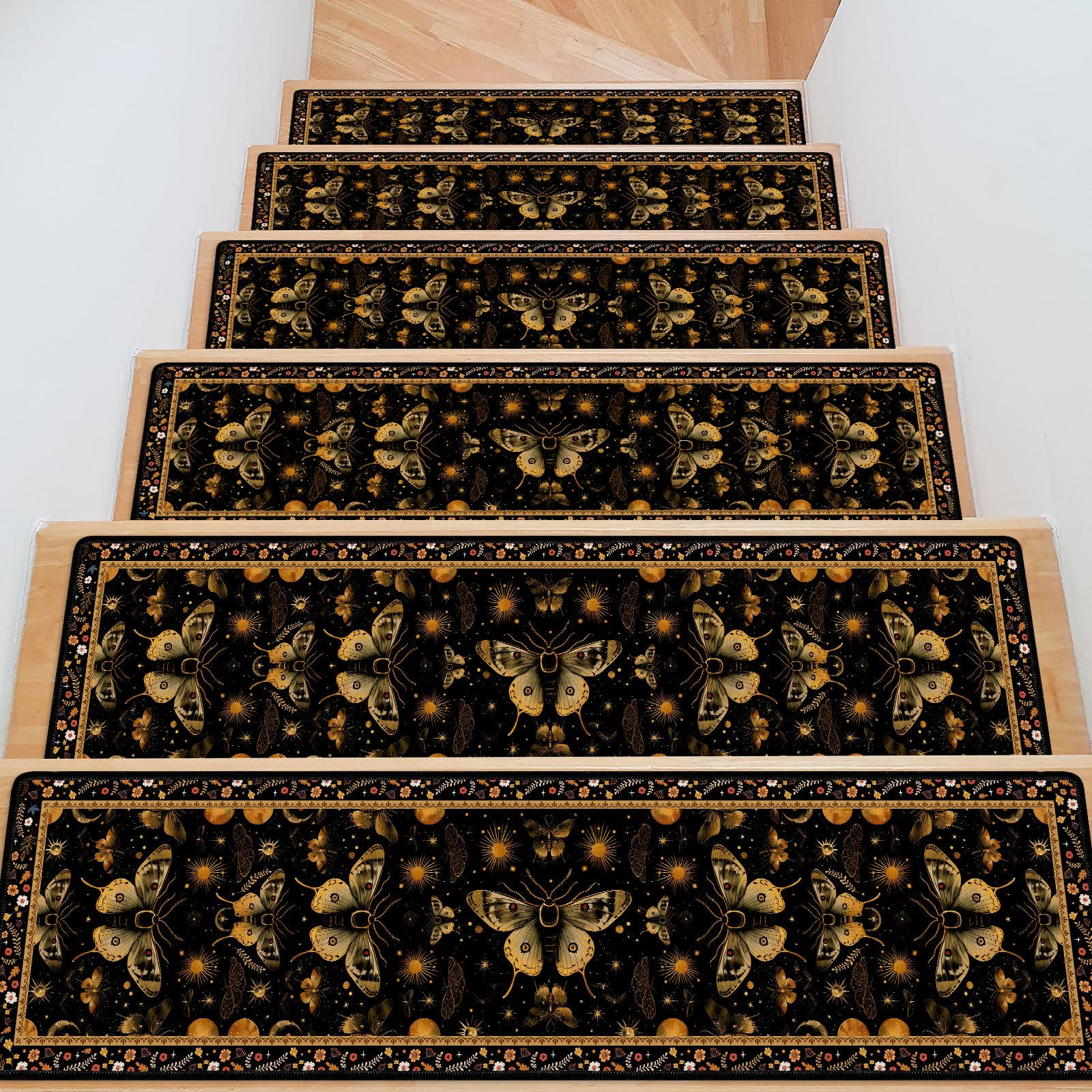 SenQWFa Stair Treads for Wooden Steps 15 Pack Moth Stair Runners Covers ...