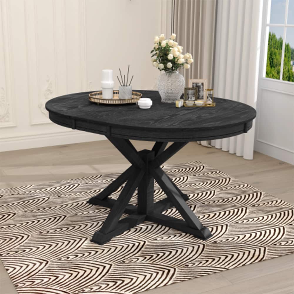ModernLuxe WF298829AAP Retro Functional Extendable Dining Table with a 12inch Leaf for Dining Room and Living Room Espresso