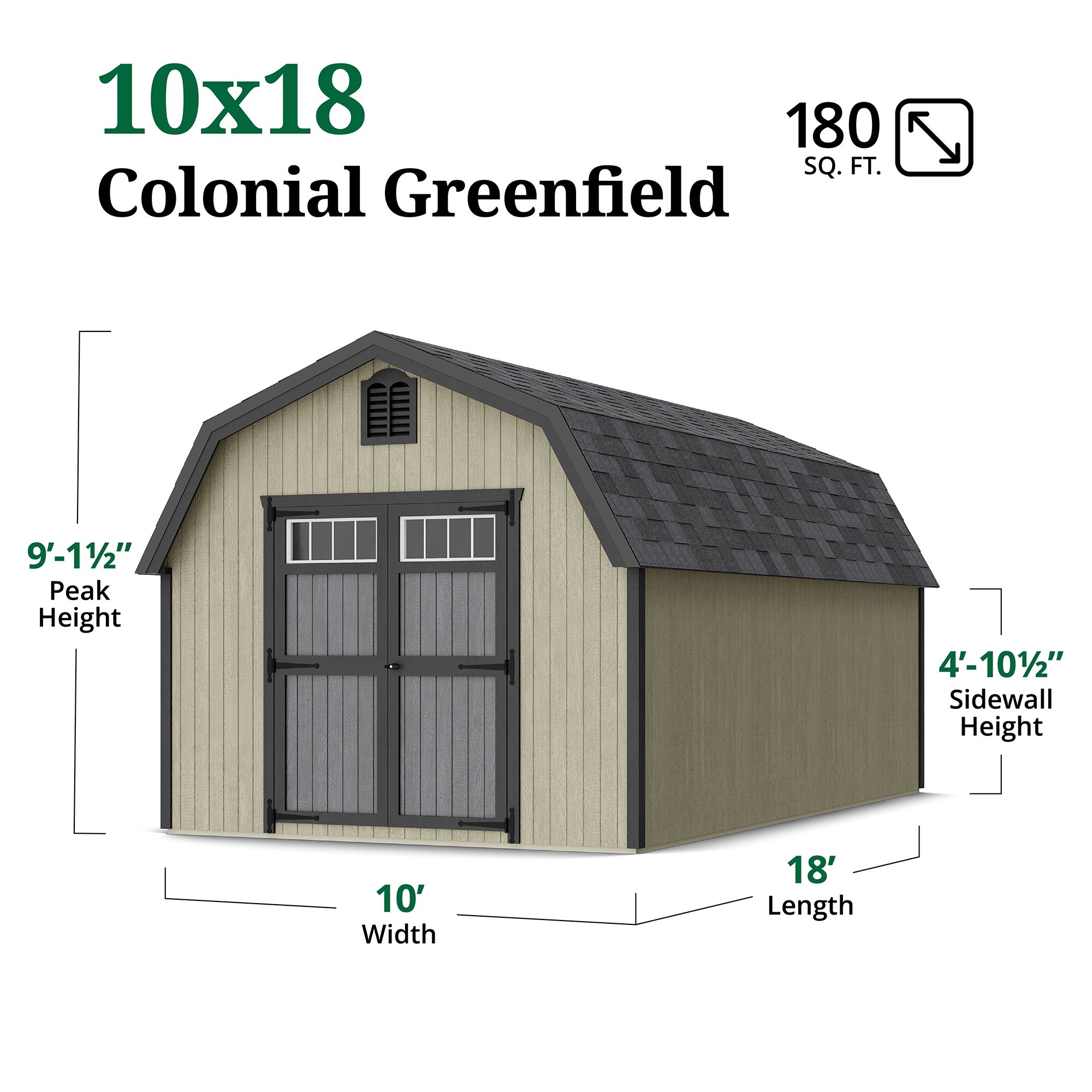 Little Cottage Co 10X18 GCGS-PC-FK Wood-Storage-Buildings - View #3