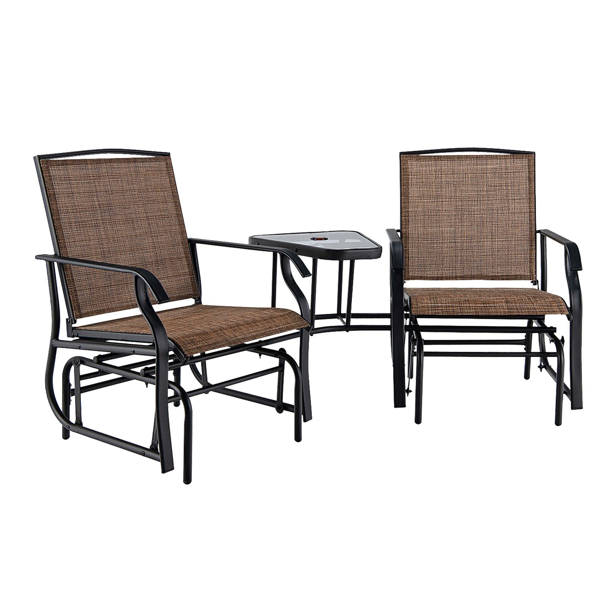 WELLFOR TDJ10188BN 3 -Piece Patio Conversation Set with Brown