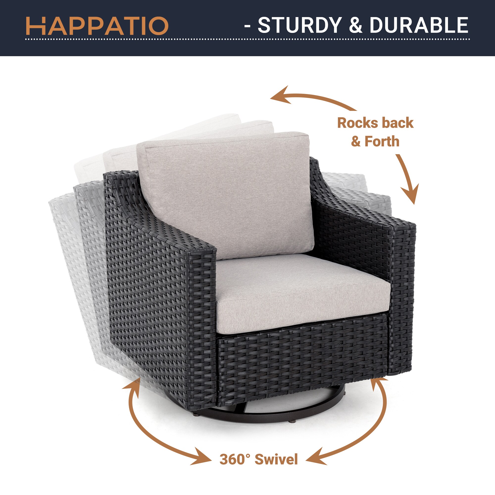 oakshire 3 piece wicker outdoor patio conversation set with tan cushions