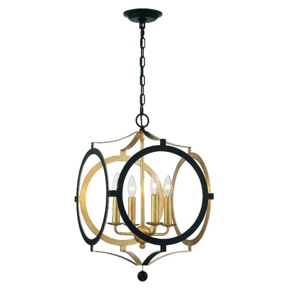Elegant Black Crystal 4-Light Candelabra Chandelier
