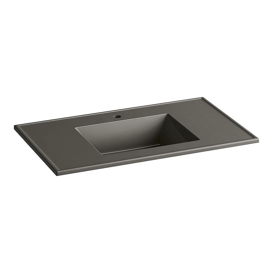 Ceramic/Impressions 37 in. Vitreous China Vanity Top with Basin in White Impressions Ceramic/Impressions 37 in. Vitreous China Vanity Top with Basin in White Impressions