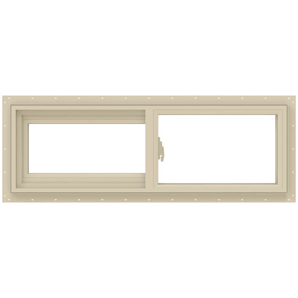 JELD-WEN LOWOLJW138500665 V-2500 35-1/2-in x 11-1/2-in Almond Exterior Almond Interior Left-Handed Vinyl Sliding Window Annealed Glass (Full Screen Included)