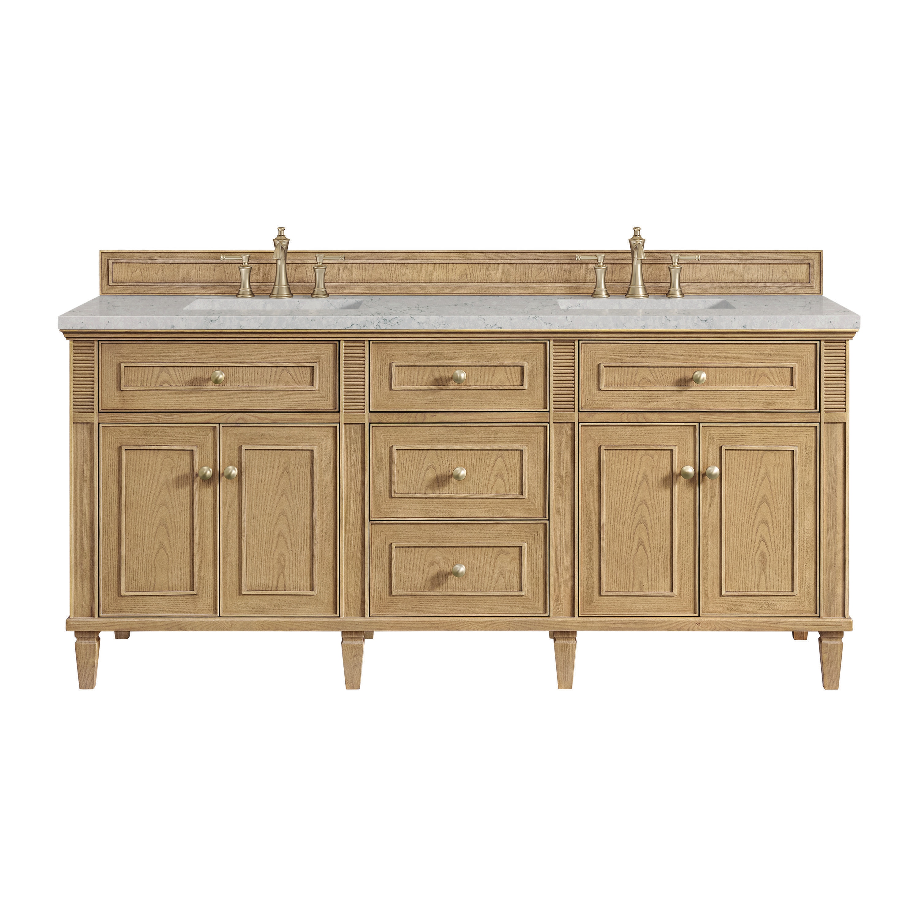 James Martin Vanities 424-V72-LNO-3EJP Lorelai 72-in Light Natural Oak Undermount Double Sink Bathroom Vanity with Eternal Jasmine Pearl Quartz Top