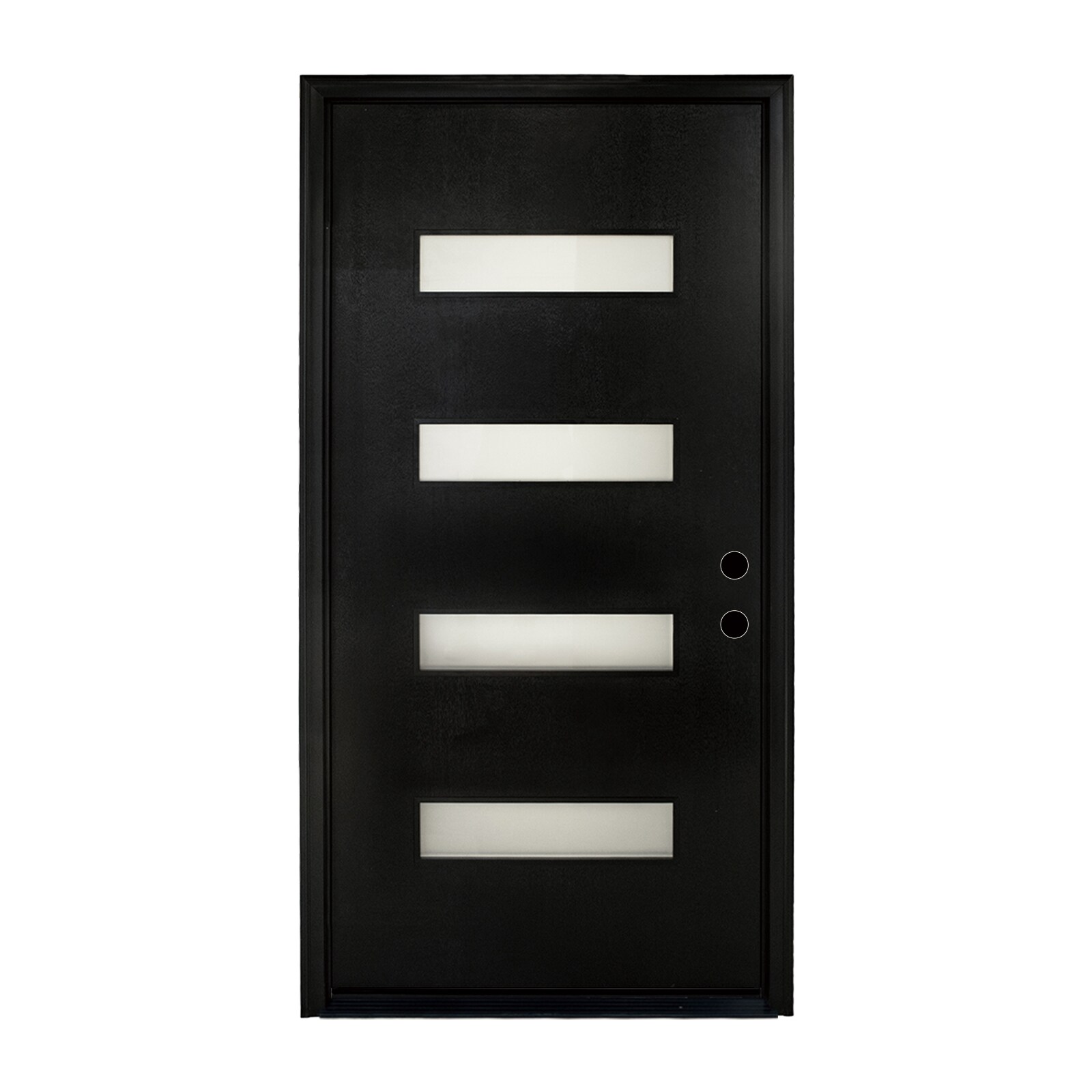 General 36 x 80 Fiberglass Entry Door with Brickmould Frosted Glass Black Finishe Knock-Down Fiberglass Door - Contemporary Style for Home's Front Entrance Left Hand Inswing with Vinyl Frame