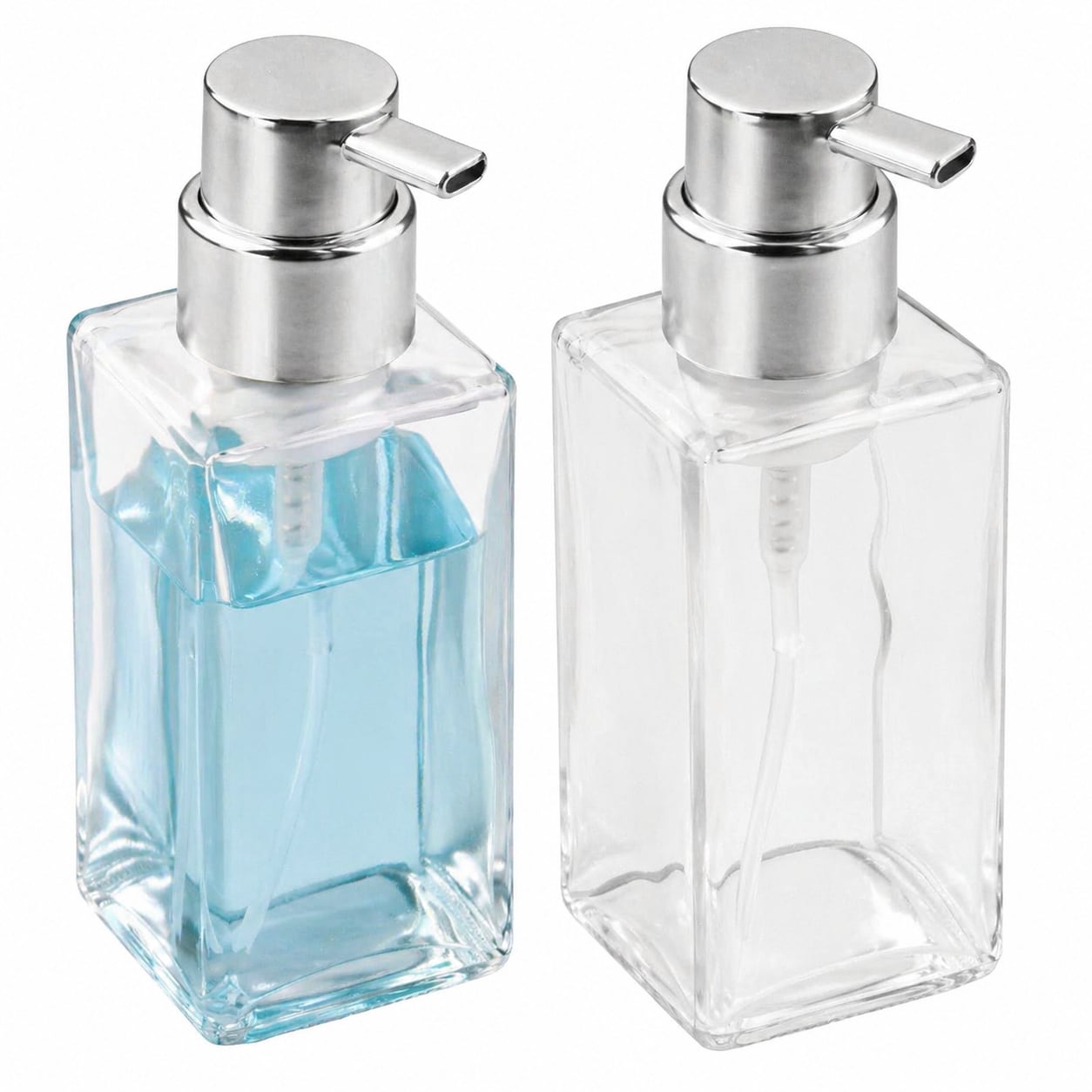 Paradigms Interiors Glass Refillable Foaming Hand Soap Dispensers Modern Square Pump 2 Pack 14 oz