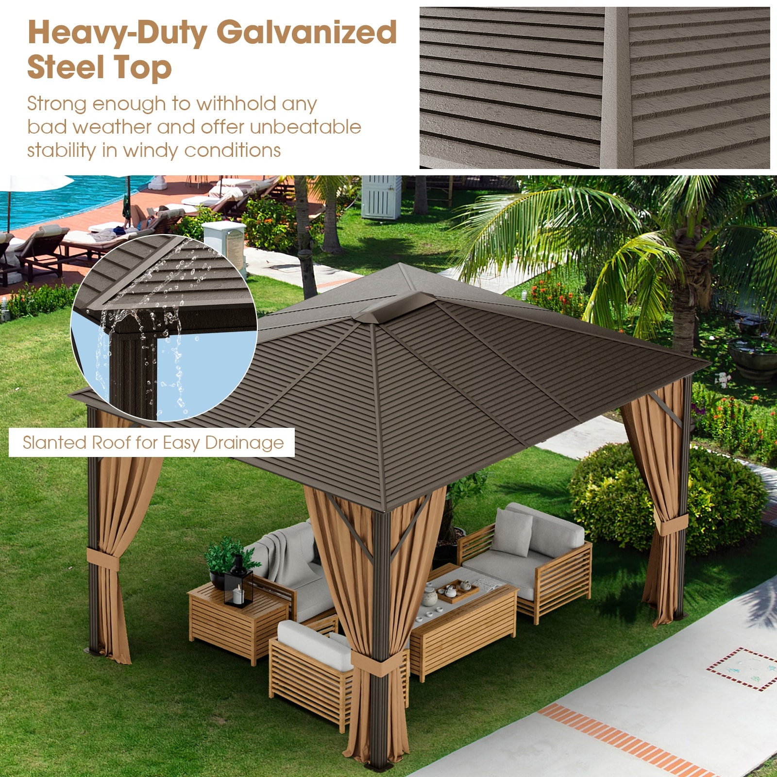WELLFOR TDG10590GR+ Wood-Resin-Gazebos - View #8
