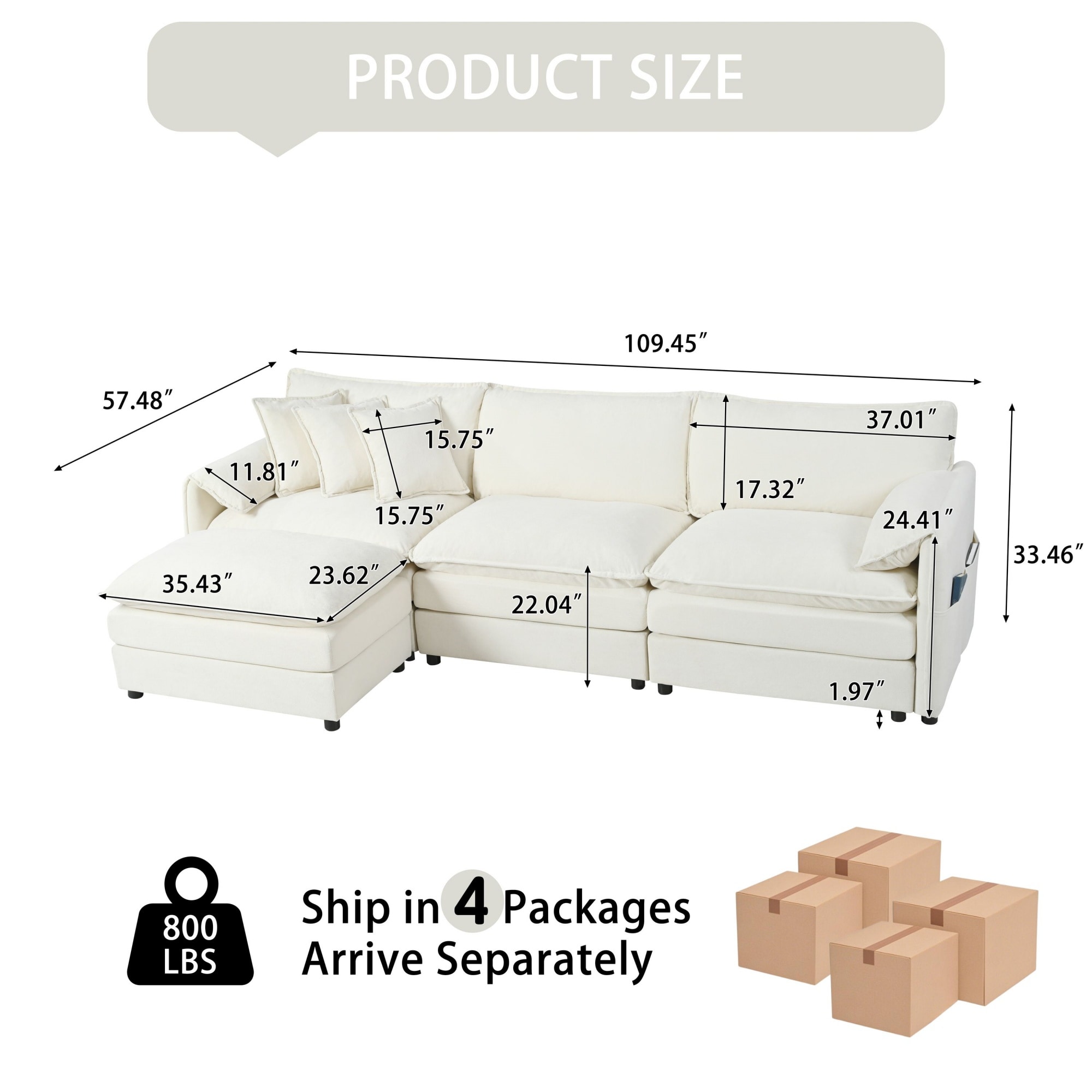 Homy Casa SSOY-02-WH Sofas-Loveseats - View #2