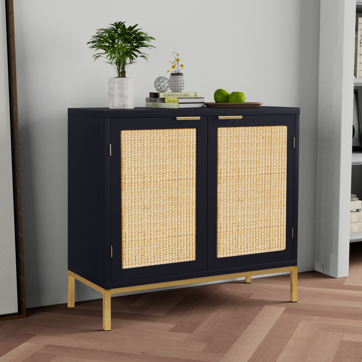 Delarpo H0047 Traditional Black Accent Buffet Sideboard