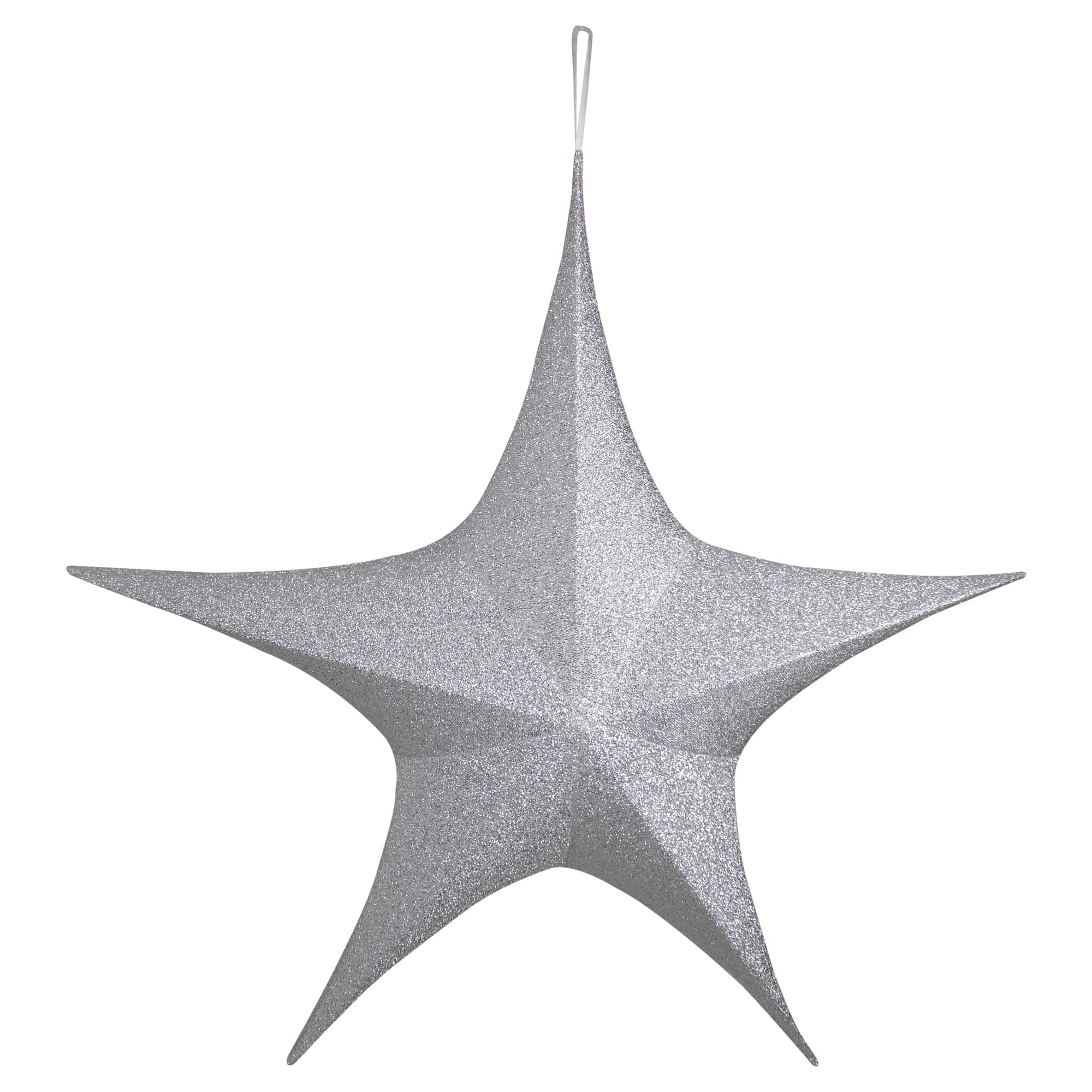 Northlight Foldable Tinsel Glitter Christmas Star Outdoor Decoration - 51 inch - Silver