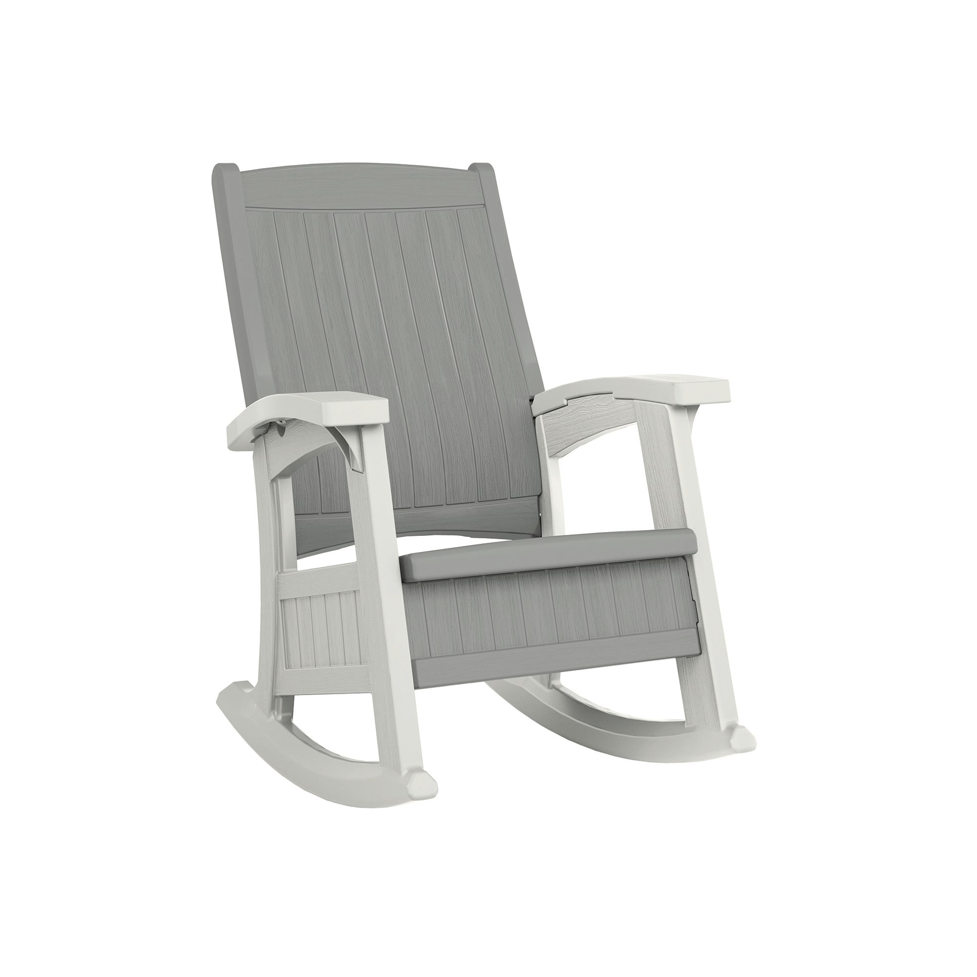 Suncast BMRC1020 Storage Dove Gray and Ice Cube Plastic Frame Swivel rocker Rocking Chair with Solid Seat