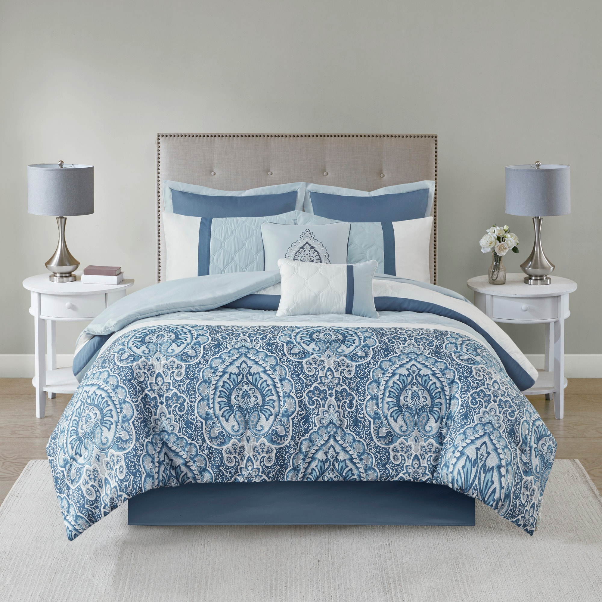 510 Design 5DS10-0256 8 -Piece Blue King Comforter Set