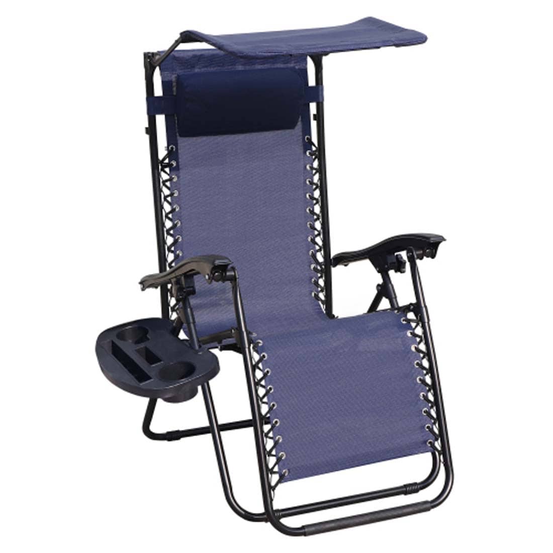 Damerin PCB06N743 Patio Chairs Navy Blue Steel Frame Stationary Recliner Chair with Blue Mesh Seat