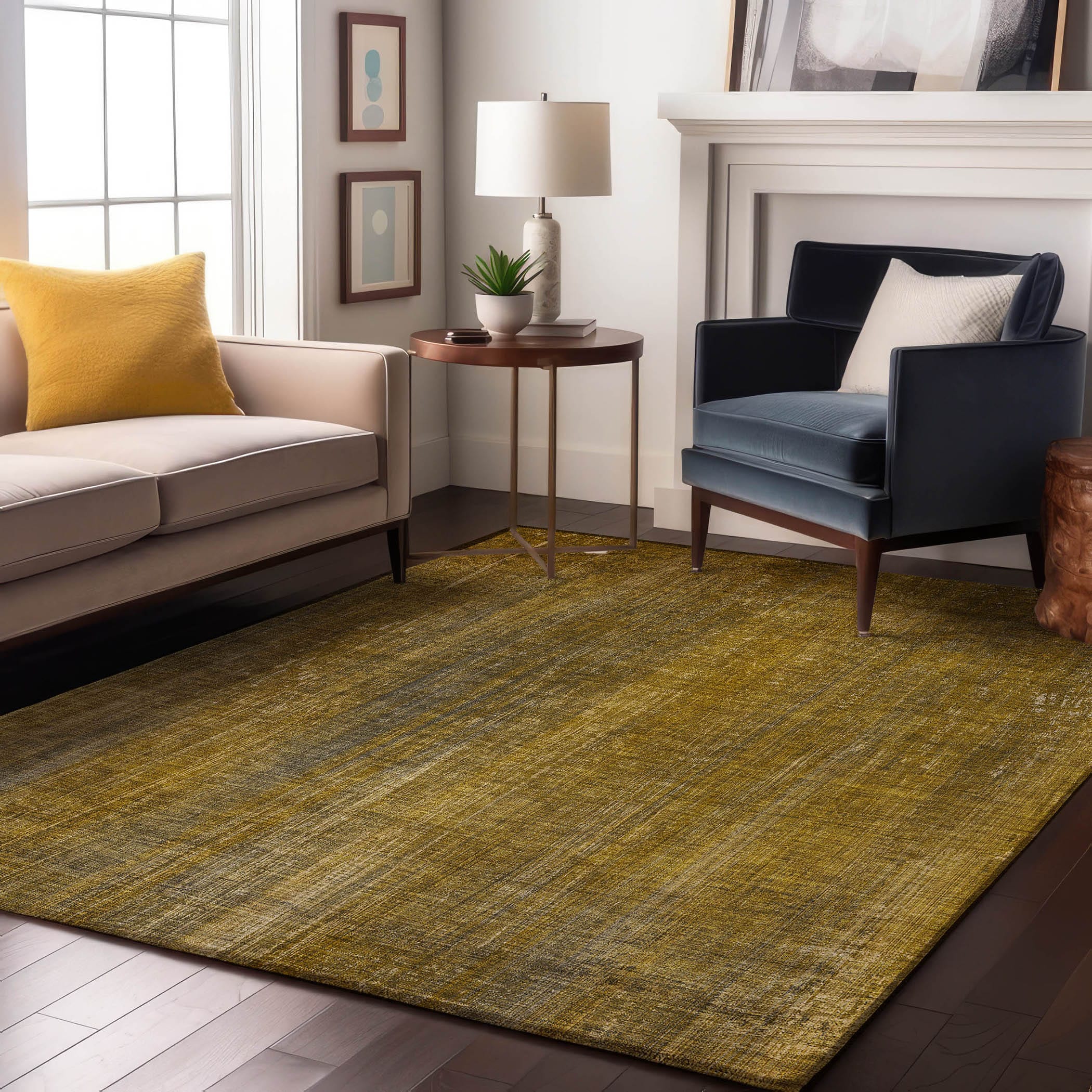 Addison Rugs AMF526OR8RO Mayfield AMF526OR 8 x 8 (ft) Loomed Polyester Orange Round Indoor Abstract Machine washable Area rug