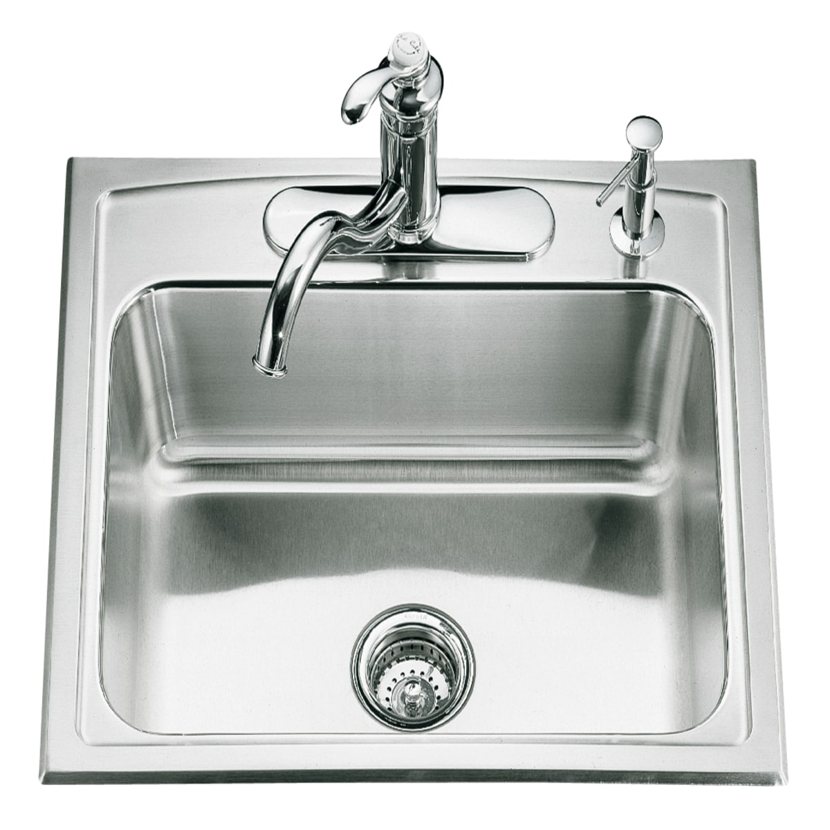 KOHLER Toccata Drop-In 25-in x 22-in Stainless Steel Single Bowl 4-Hole ...