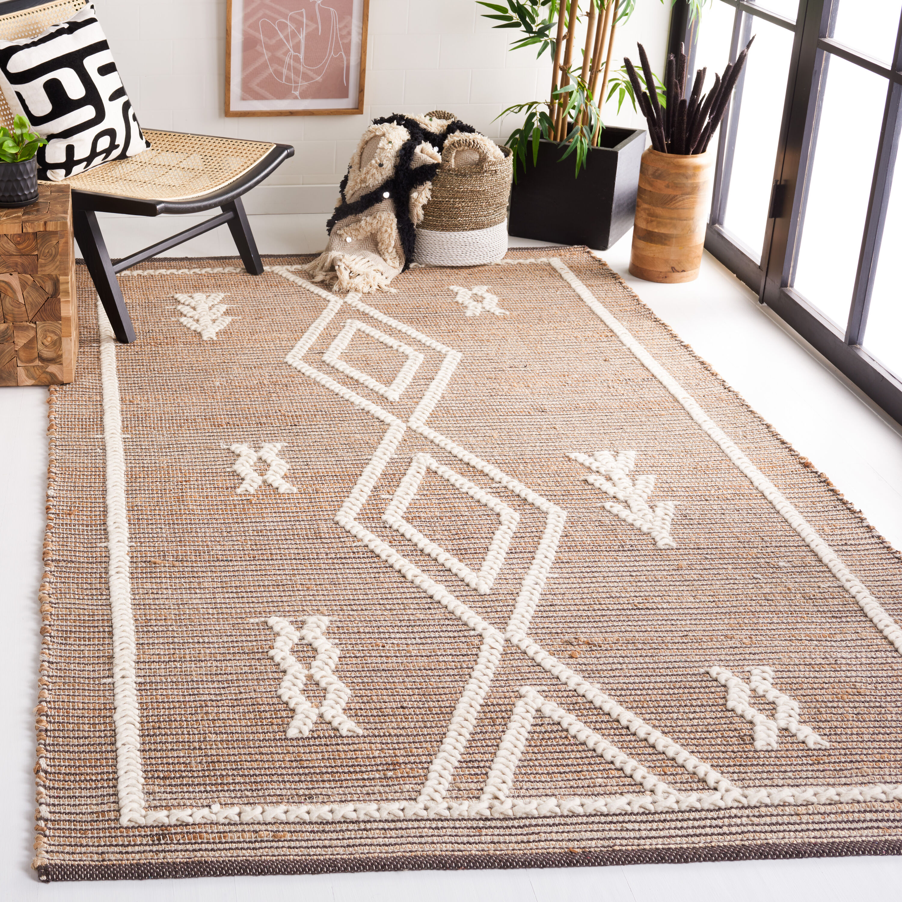  Natural Fiber 376 Natural/Ivory Bohemian 4ft x 6ft Small Rectangle Rug