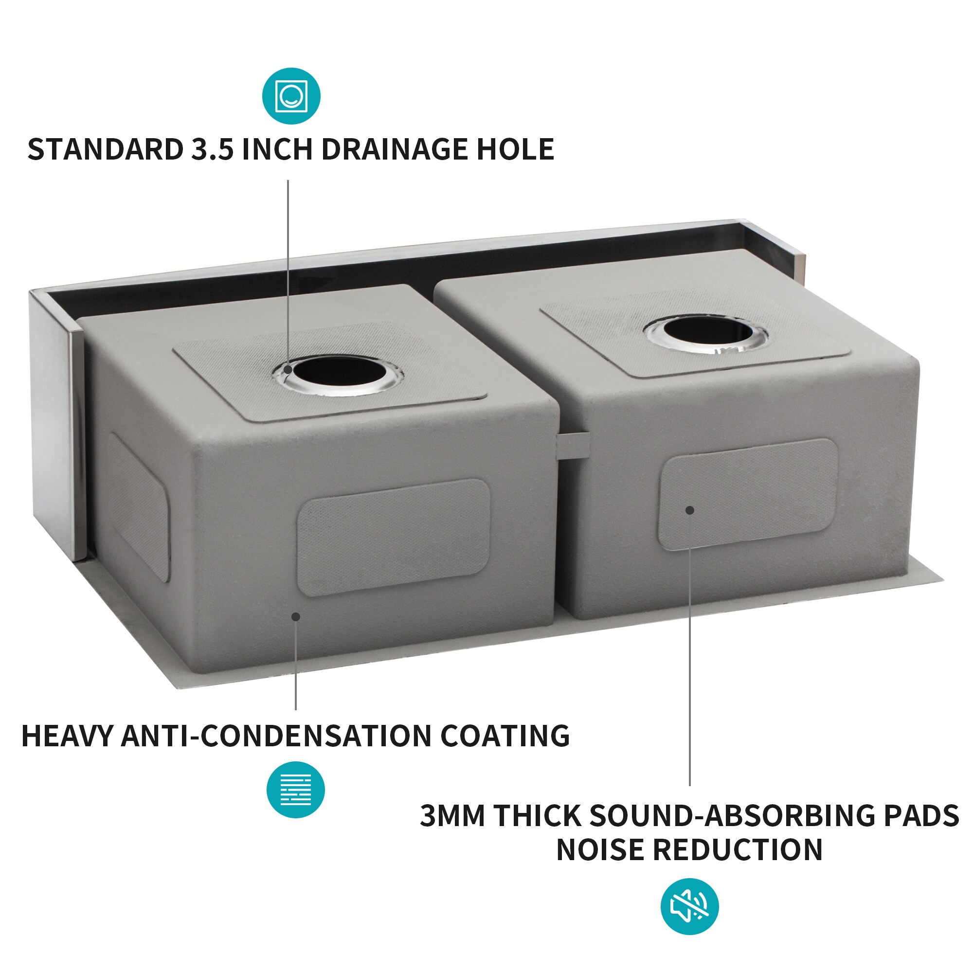 Lordear H-LA3321R2-55 Kitchen-Sinks - View #3