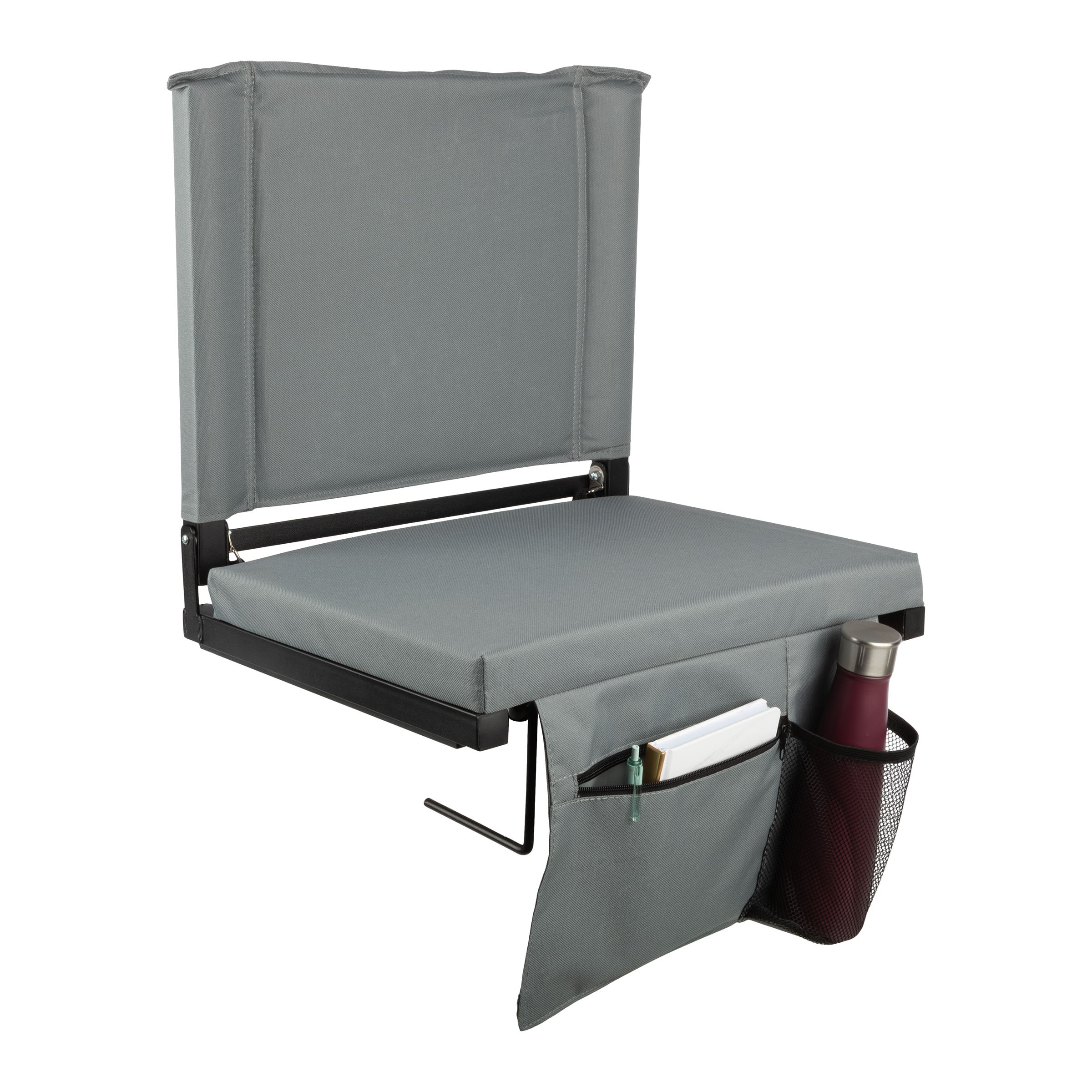 Home-Complete HC-3003-GRY 14-in x 16-in Polyester Bleacher seat