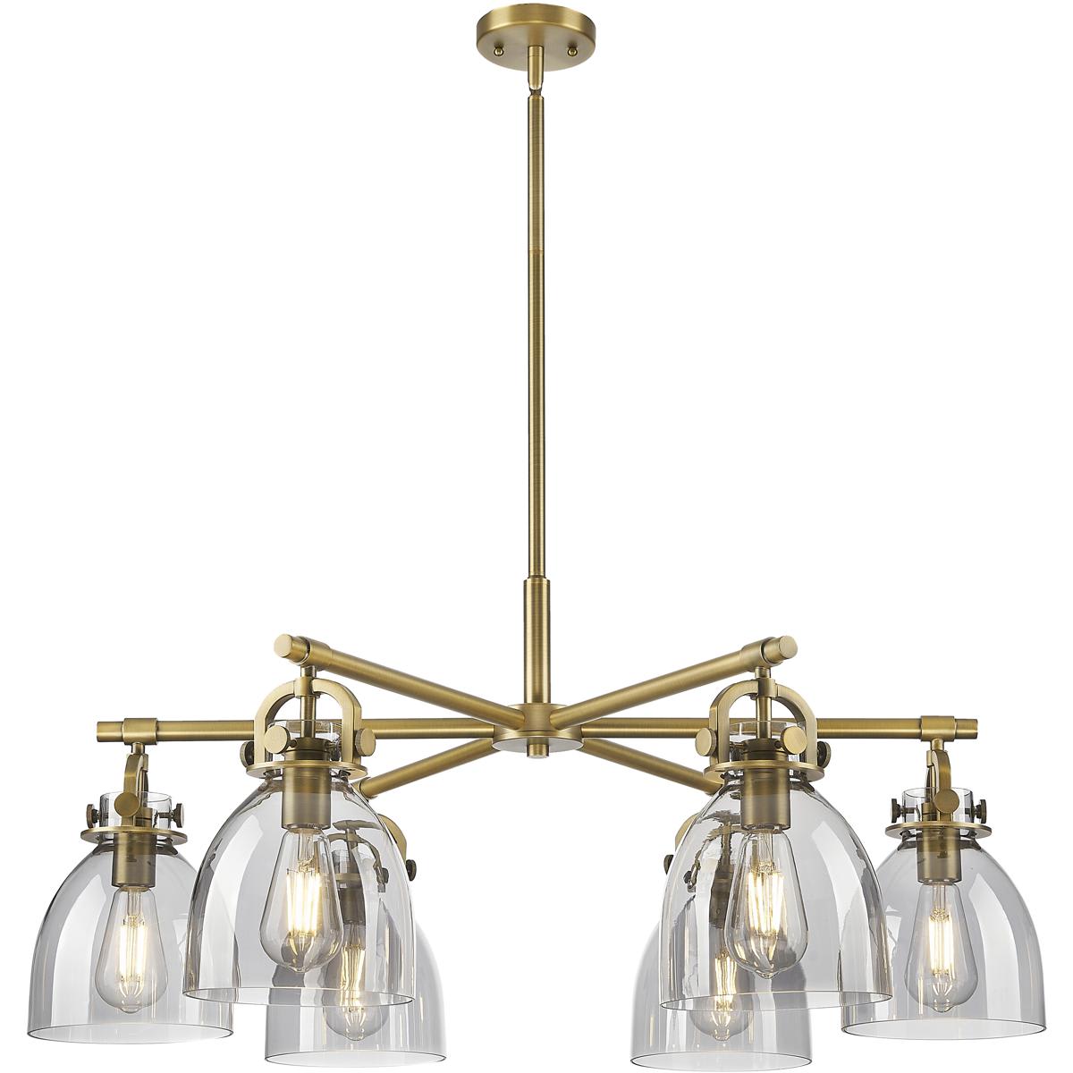 Innovations Lighting  410-6CR-BB-G412-7SM Newton Bell Chandelier Brushed Brass