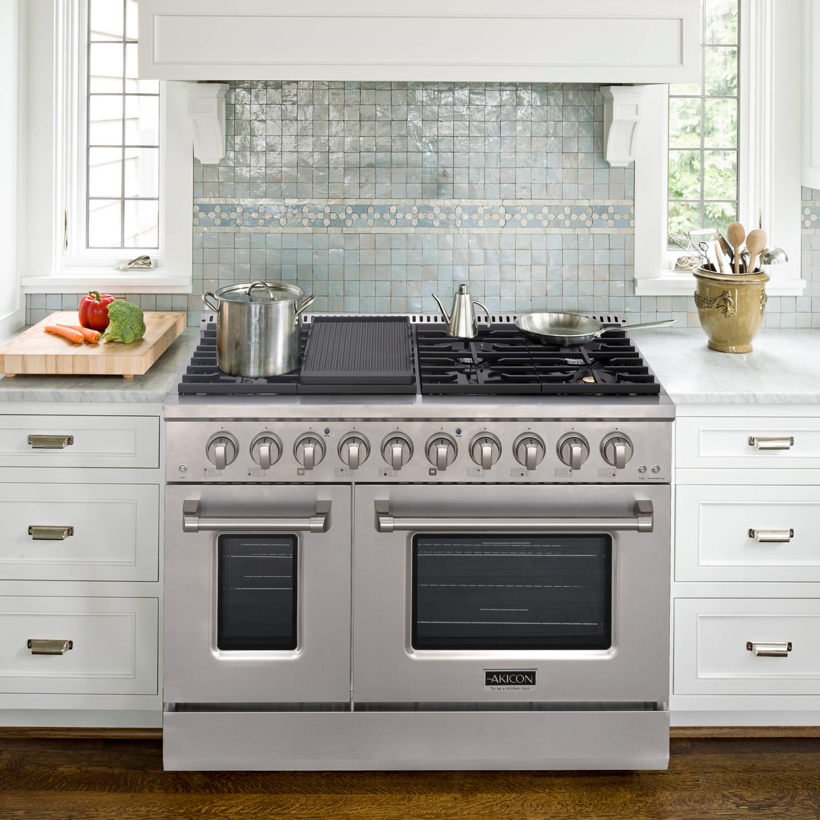 Akicon AK-JK48A1-SS Double-Oven-Gas-Ranges - View #3