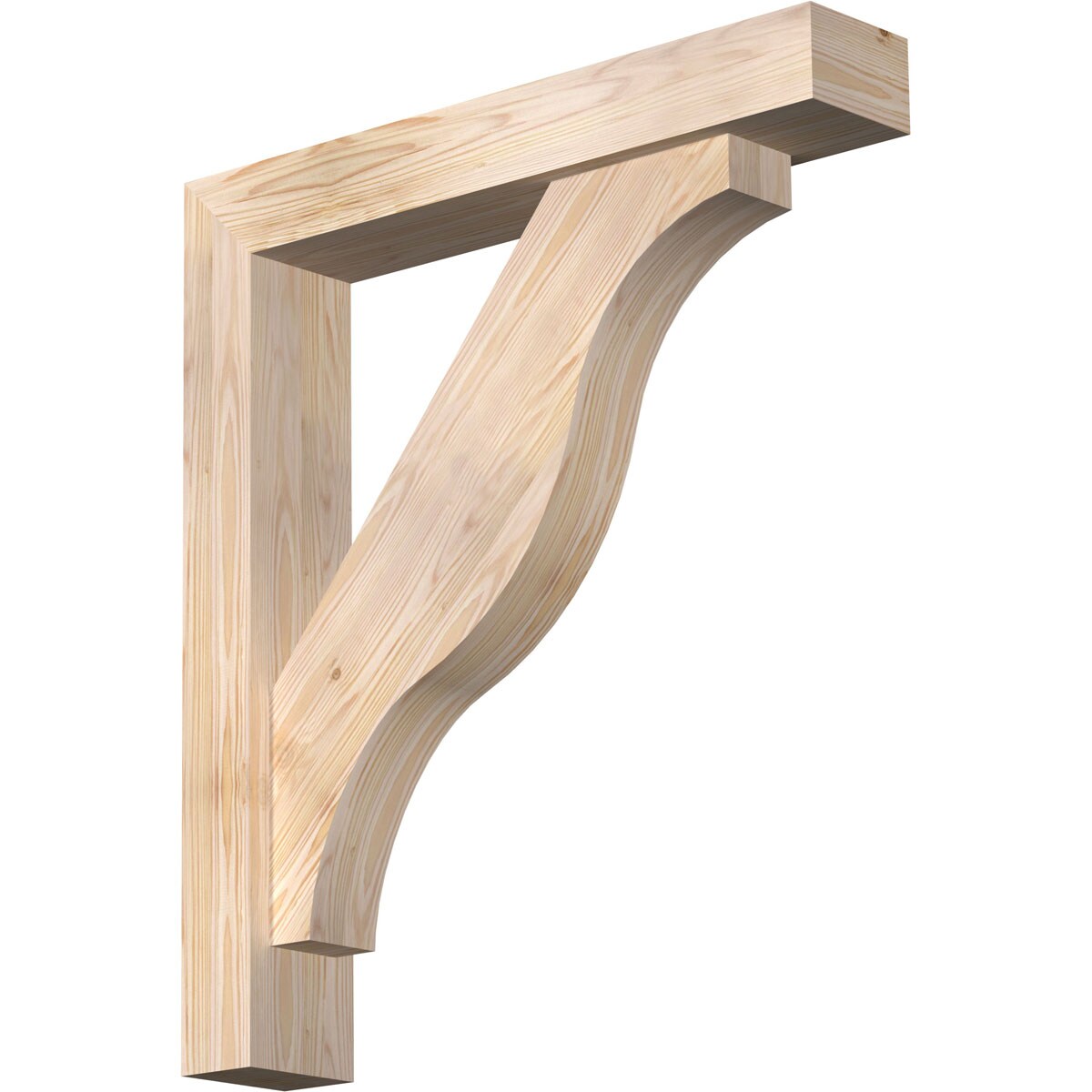 Ekena Millwork 1462556 Funston block smooth bracket with offset brace Douglas Fir Wood Standard Bracket