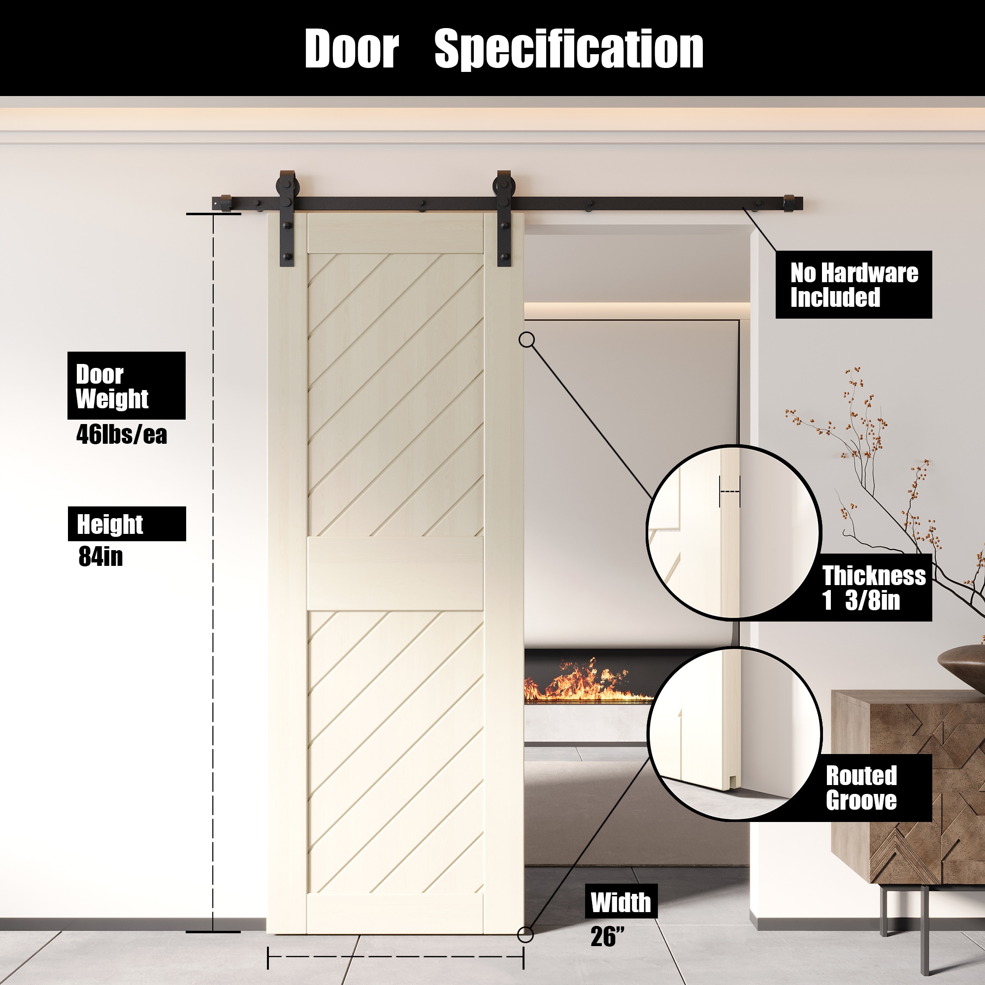 HOMACER XT1-2684-TG Barn-Doors - View #2