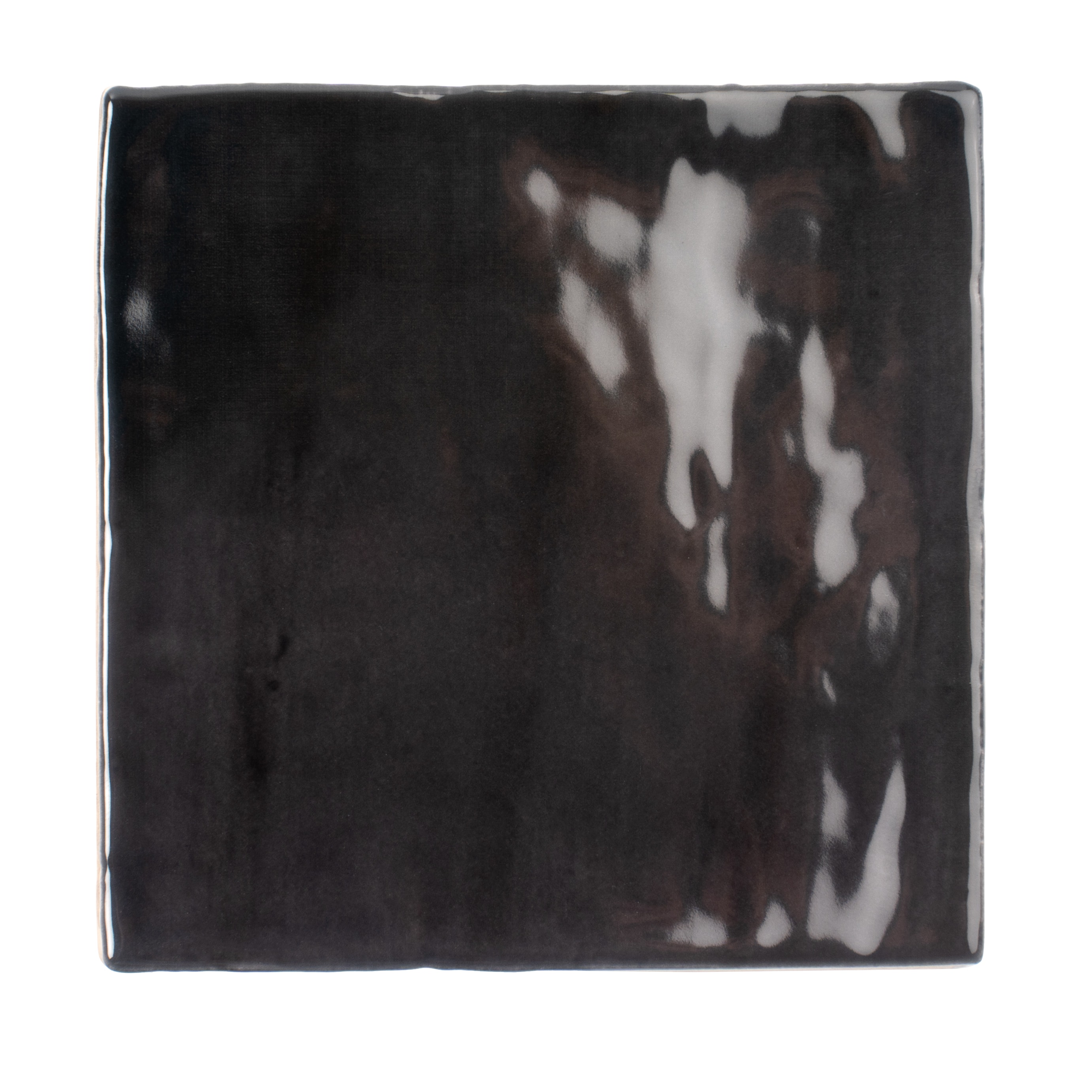 Apollo Tile CRE88BLK44A Silken Black 4-in x 4-in Glossy Ceramic Stone Look Floor and Wall Tile (5.38-sq. ft/ Carton)