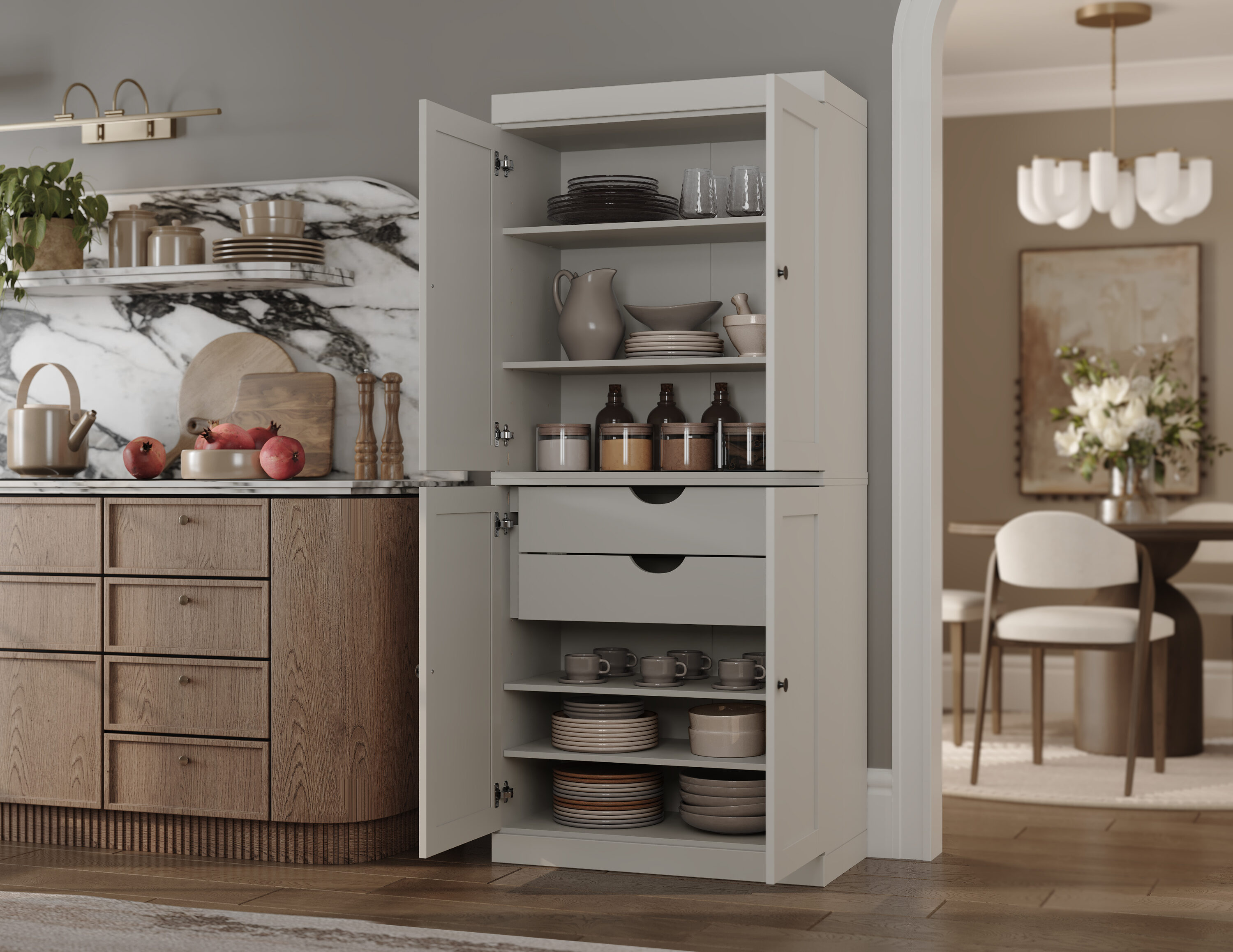 Palace Imports 32-in W Solid Wood Modular Tall Kitchen Pantry Cabinet ...