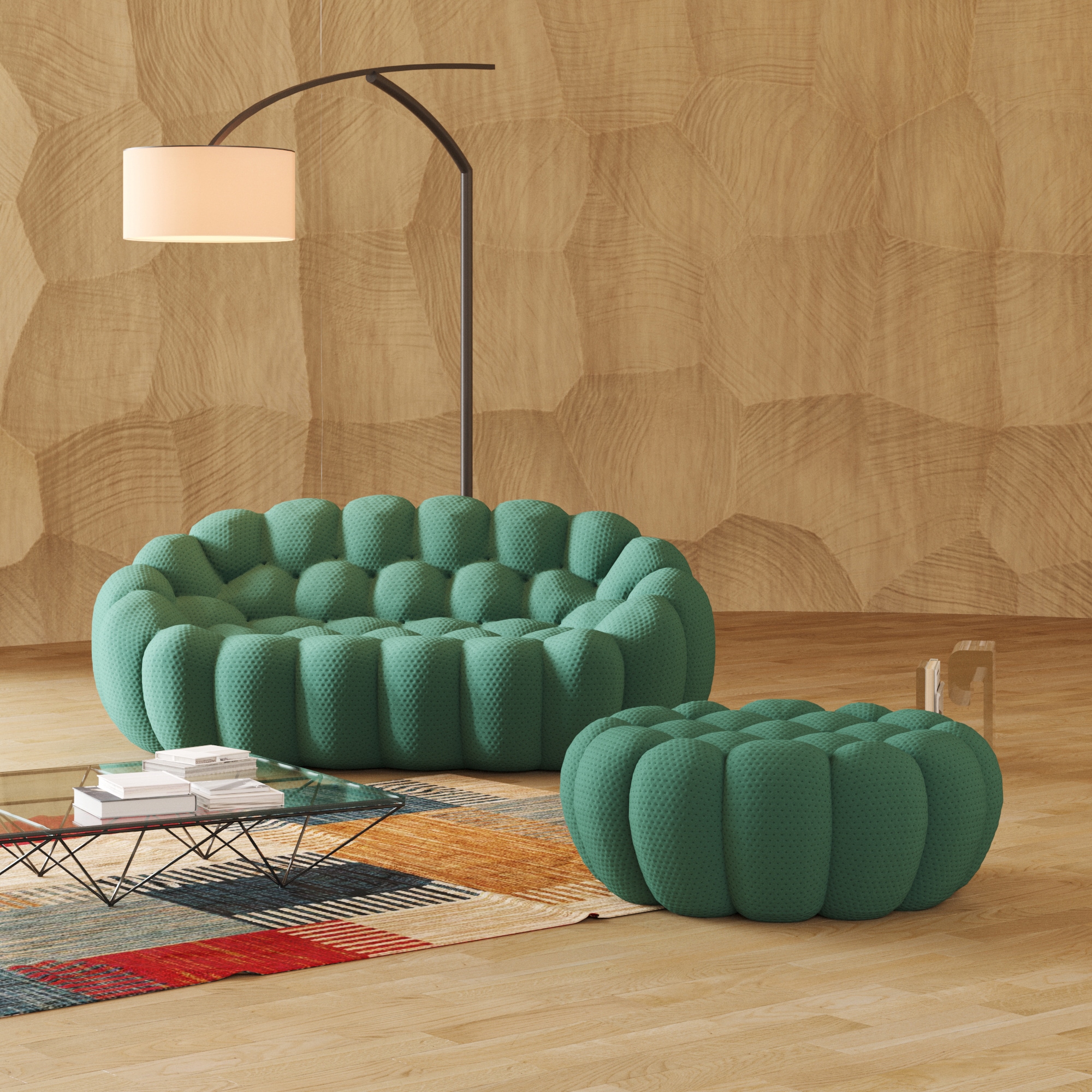 BuotiqHom DH-SF24-133GN Casual 2 -Piece Polyester/Polyester blend Green Living Room Set