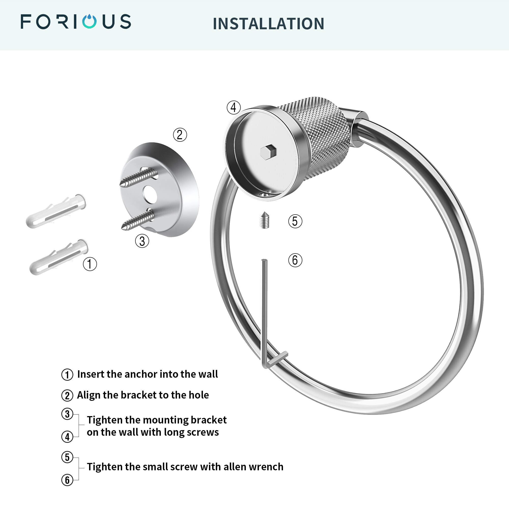 FORIOUS LL19011CH4A Decorative-Bath-Hardware-Kits - View #16