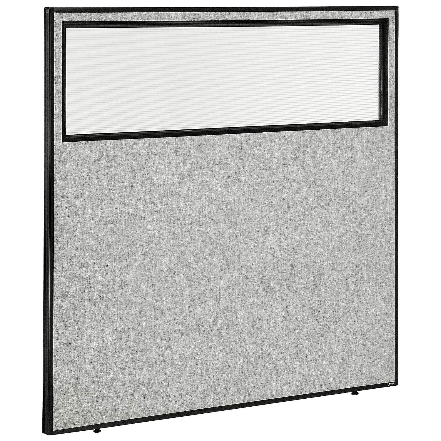 Global Industrial 694661WGY 60-14-inW x 60-inH Office Partition Panel with Partial Window Gray