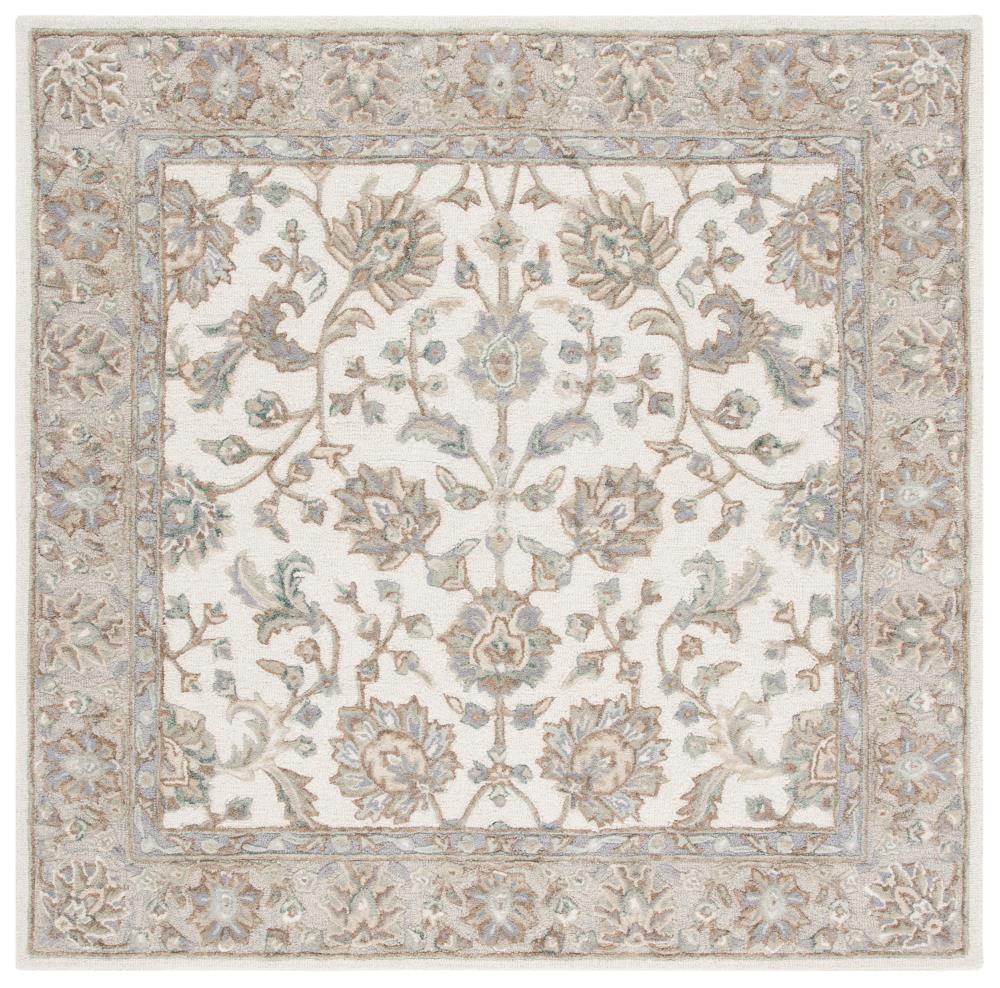 Safavieh GLM628A-6SQ Glamour Aegina 6 x 6 (ft) Tufted Wool Ivory/Gray Square Indoor Floral/Botanical Vintage Area rug