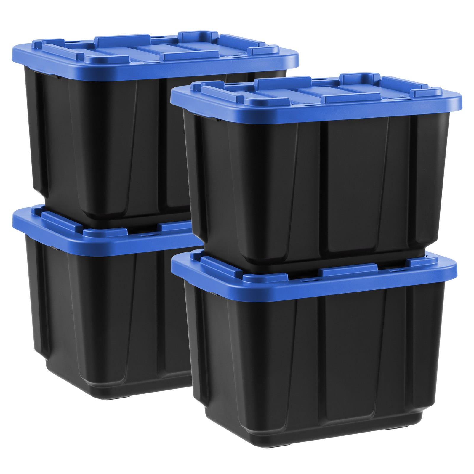 IRIS 500410 4 -Pack Large 12 -Gallons ( 48 -Quarts ) Blue Weatherproof Heavy Duty Stackable Tote with Latching Lid