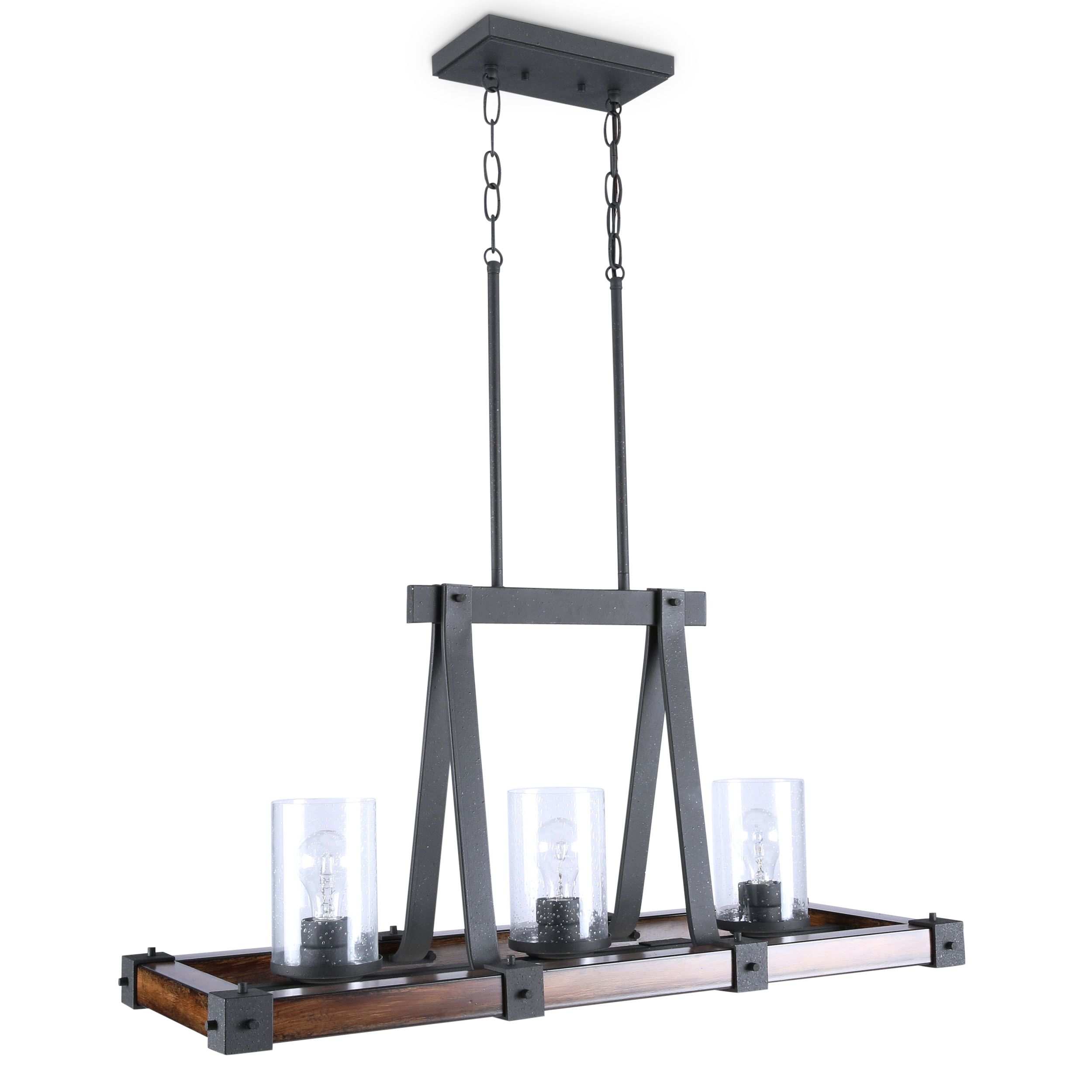 kichler barrington distressed black rustic linear kitchen island light