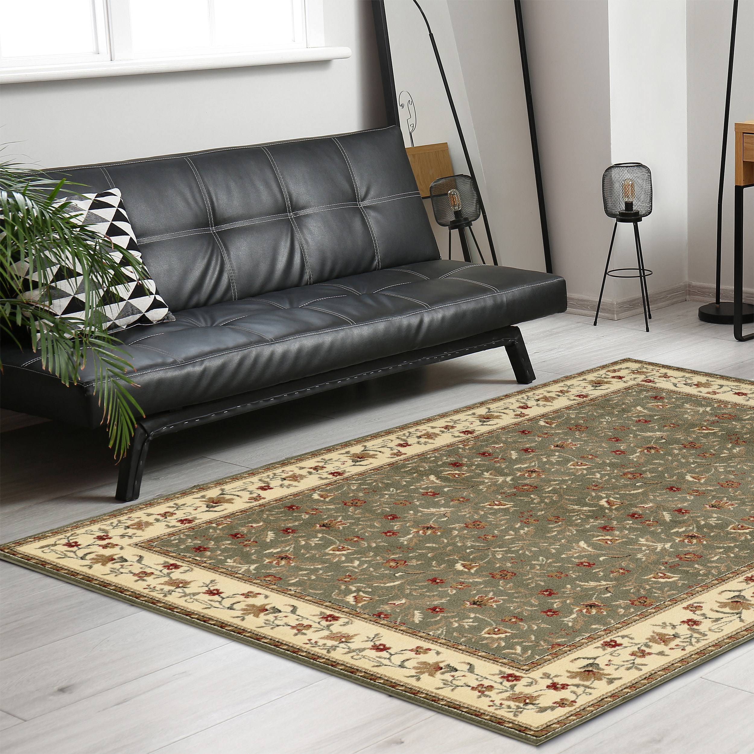 Radici USA 1593/1150/SAGE Como 3 x 5 (ft) Polypropylene Green Rectangular Indoor Floral/Botanical Oriental Throw rug