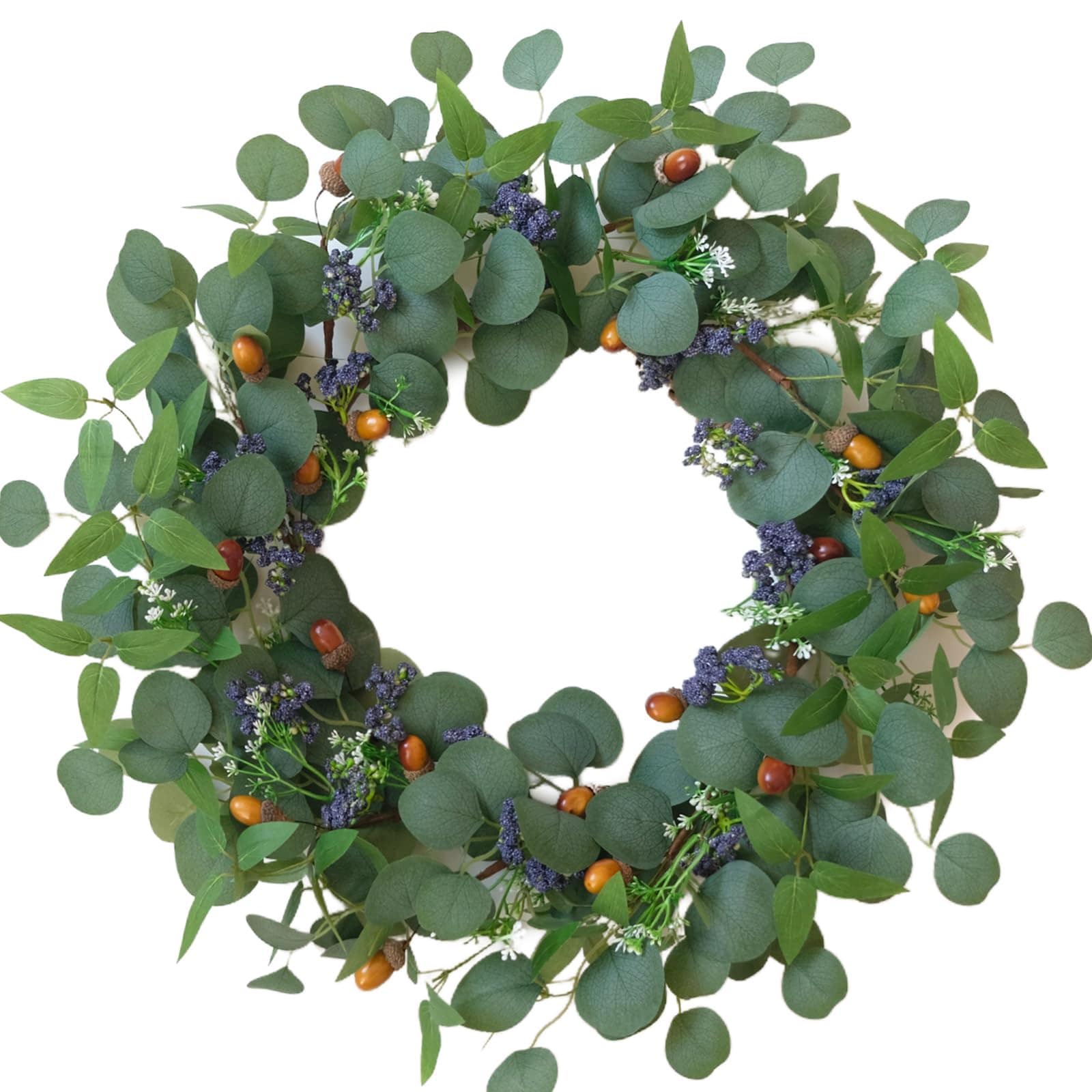 AKSCYZM  22 Inch Eucalyptus Wreath with Olive Leaves and Hazelnuts for Front Door Seasonal Home Decor durable home and garden accessory designed