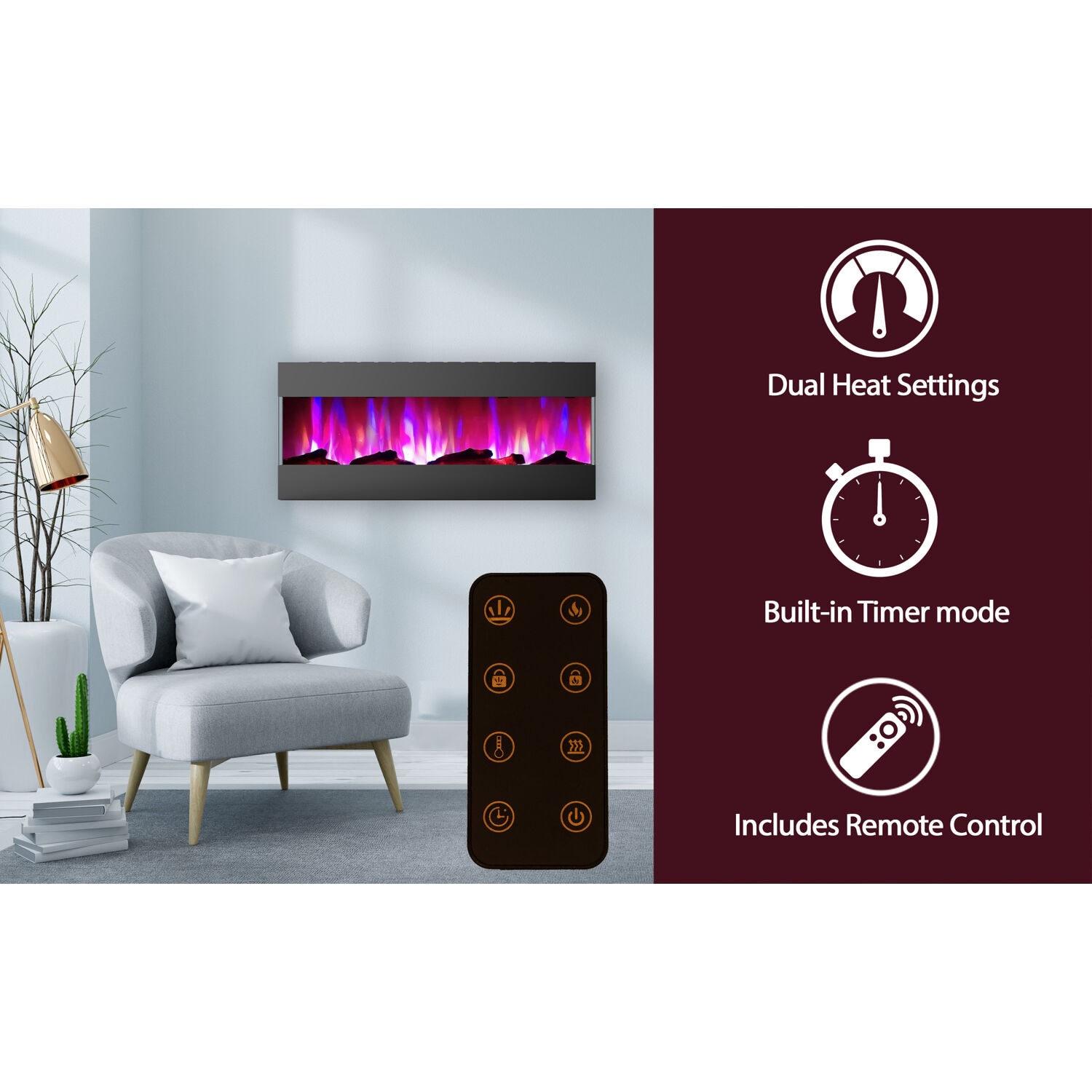 Cambridge CAM50RECWMEF-2BLK Electric-Fireplaces - View #2