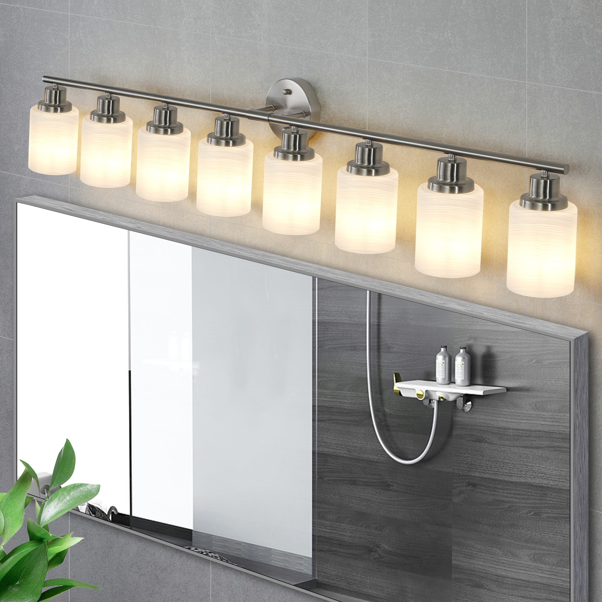 ToolCat BZ-3-105-SN 52-in 8 -Light Brushed Nickel Modern/contemporary Vanity light