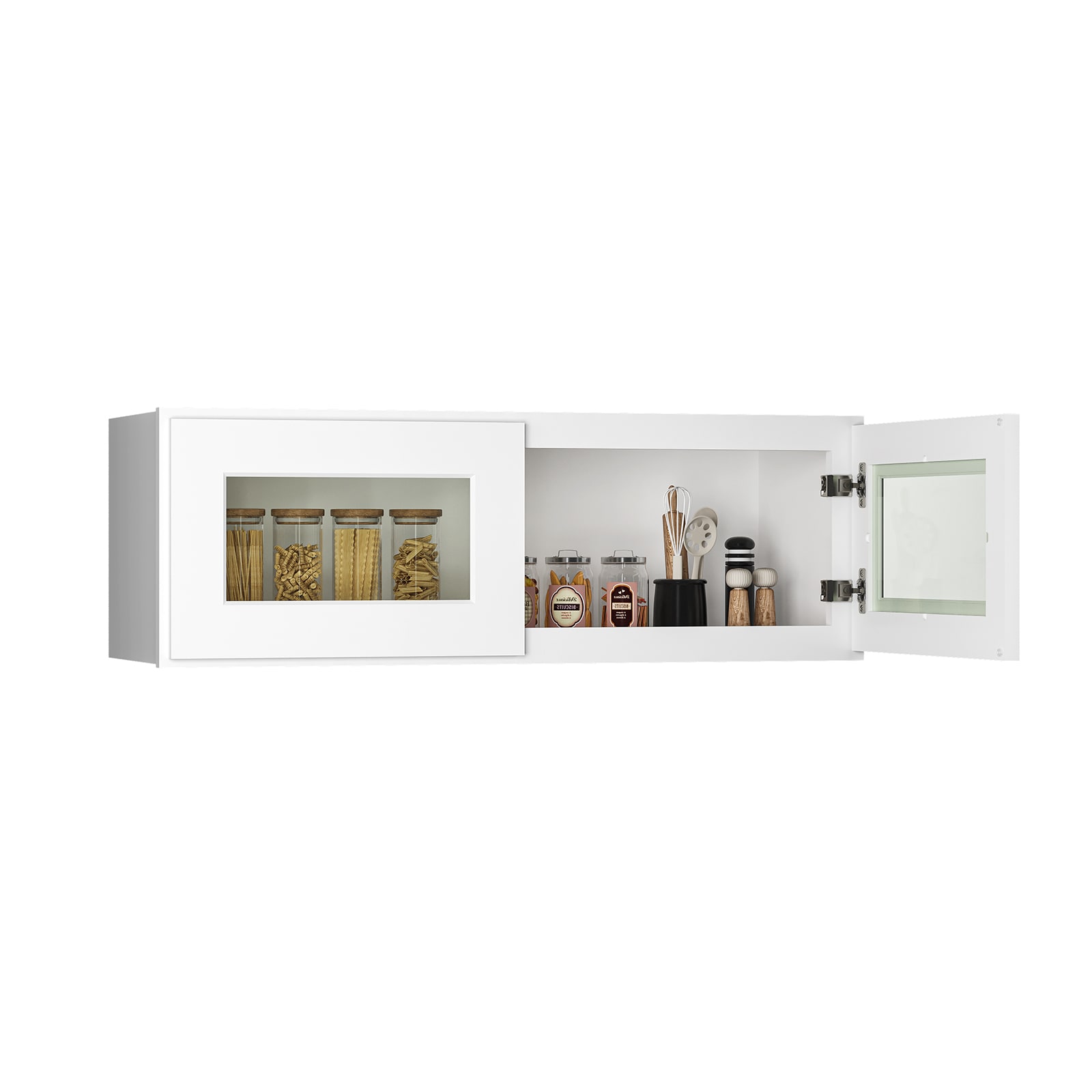 LOVMOR 36-in W x 12-in D x 12-in H in Shaker White Plywood Ready to Assemble Wall Kitchen Cabinet with Glass